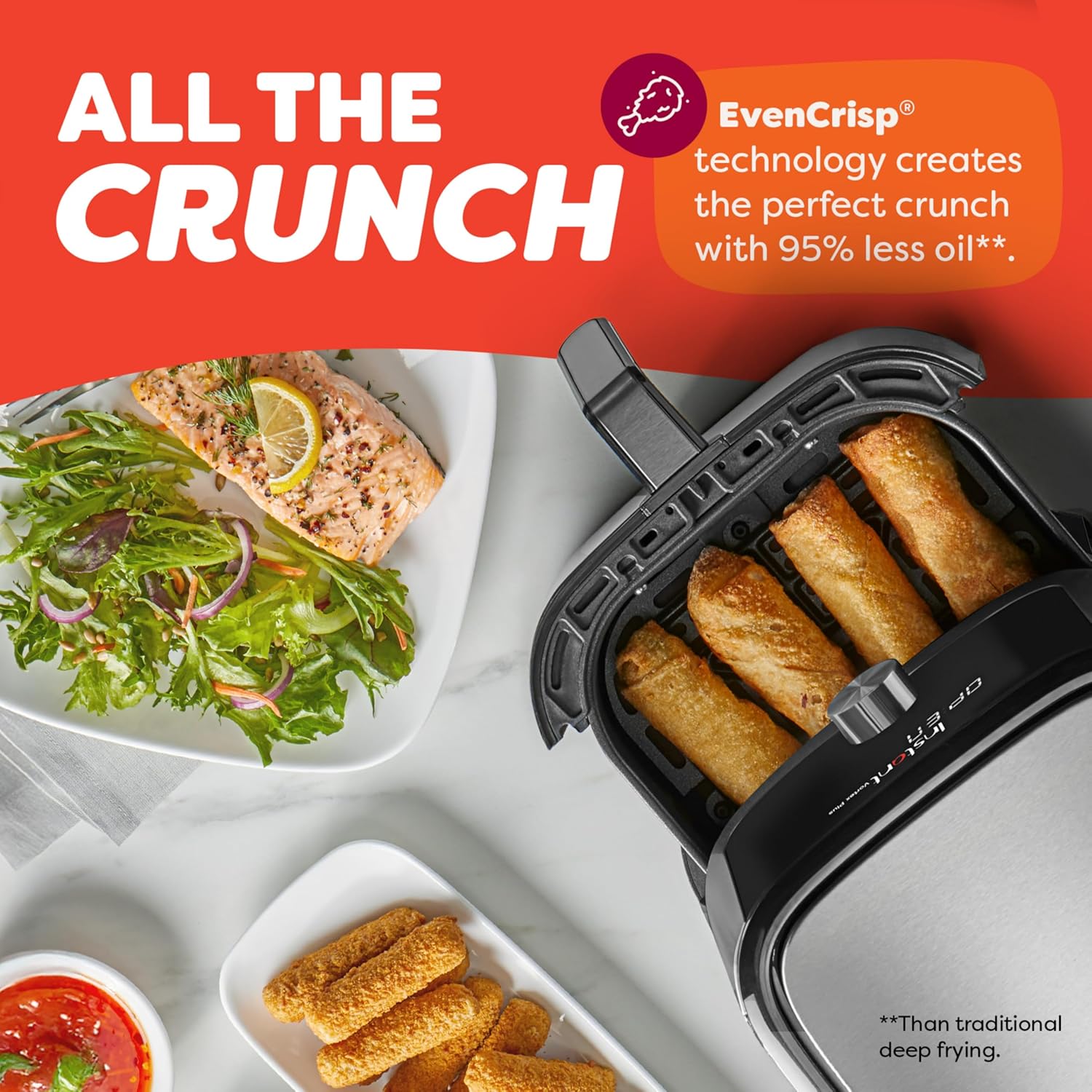 Instant Pot Air Fryer, Vortex 6 Litre, Touch Control Panel, 360° EvenCrisp Technology, Uses 95% less Oil, 6-in-1 Appliance:Air Fry, Roast, Grill, Bake, Reheat& Dehydrate (Vortex 6 Litre) 1500 W Silver Mahajan Electronics Online