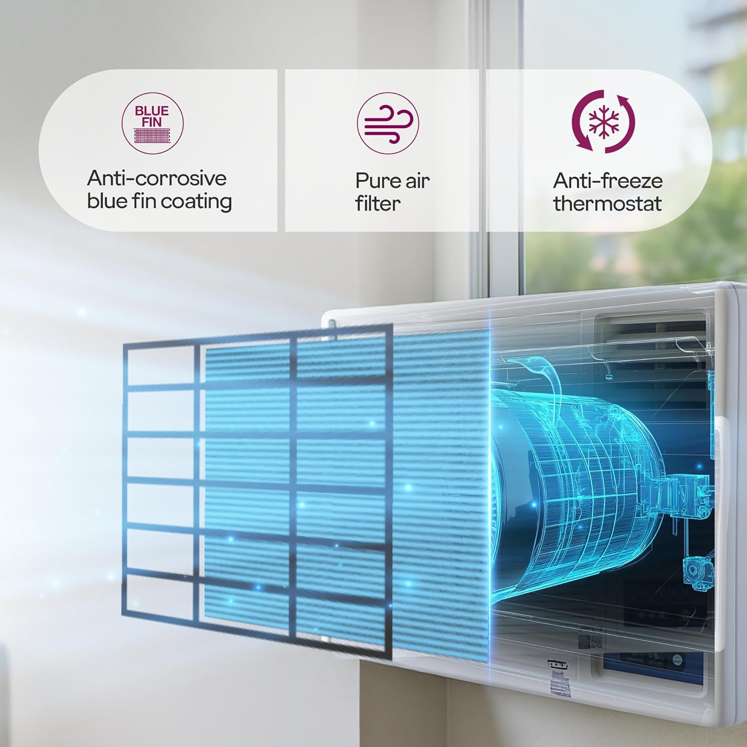Godrej WIC 18UTC5 WWA 1.5 Ton 5 Star, Turbo Mode, Smart Diagnosis, Pure Air Filter, Anti-Freeze Thermostat, Anti Corrosive Blue Fin Coating, Inverter Window AC (Copper, AC 1.5T , White) mahajan electronics online