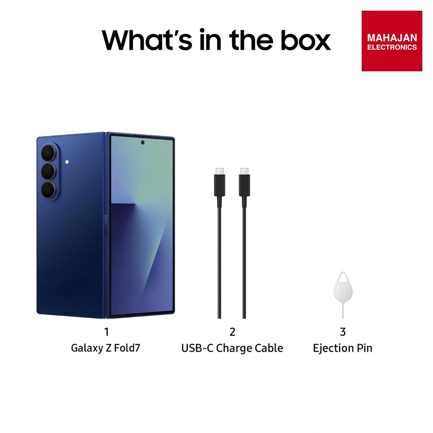 Samsung Galaxy Z Fold7 5G Smartphone with Galaxy AI (Blue Shadow, 12GB RAM, 512GB Storage), Ultra Sleek Design with 200MP Camera, Powerful Snapdragon 8 Elite, Google Gemini Mahajan Electronics Online