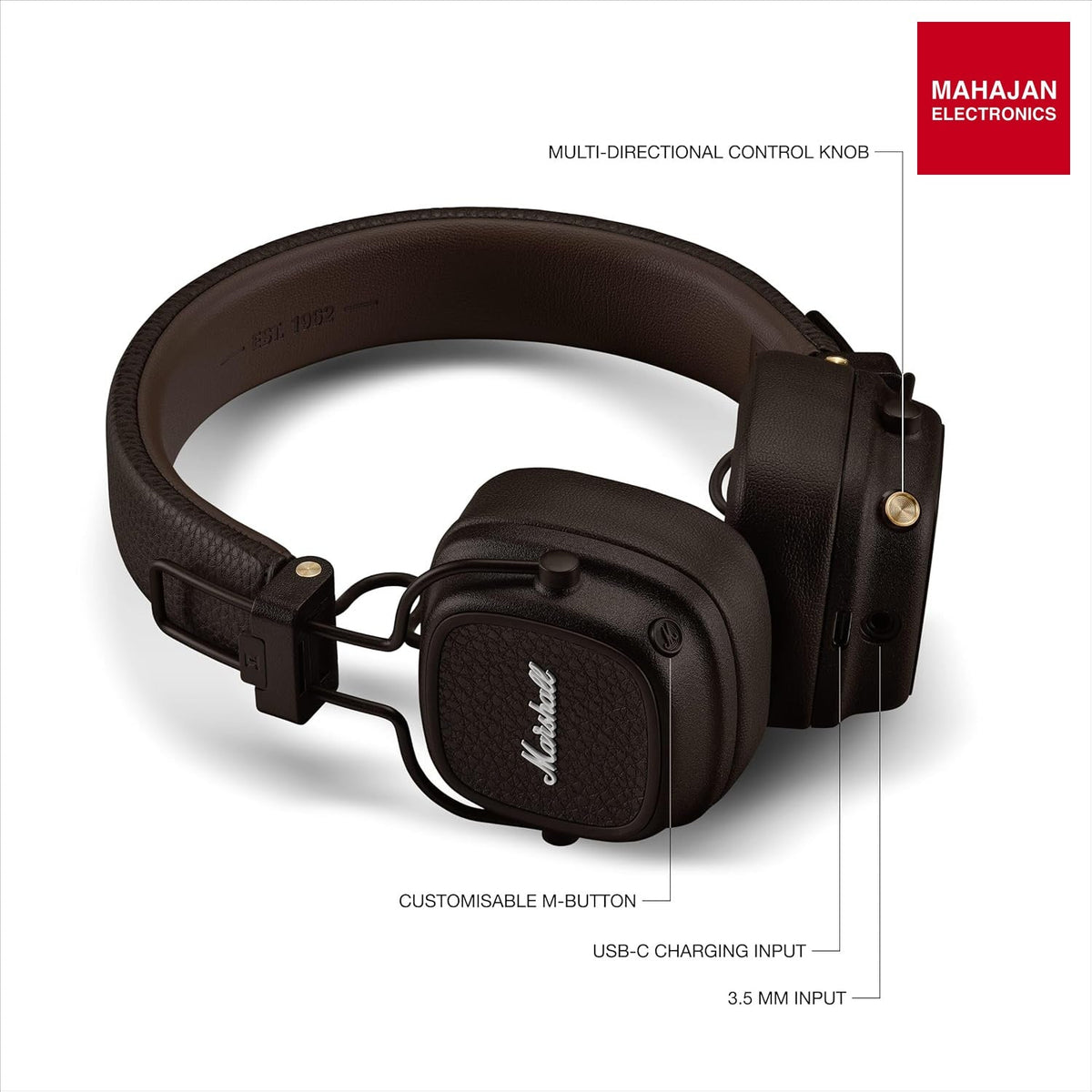 Marshall Major V Wireless On-Ear Headphones, Brown – Mahajan Electronics Online.