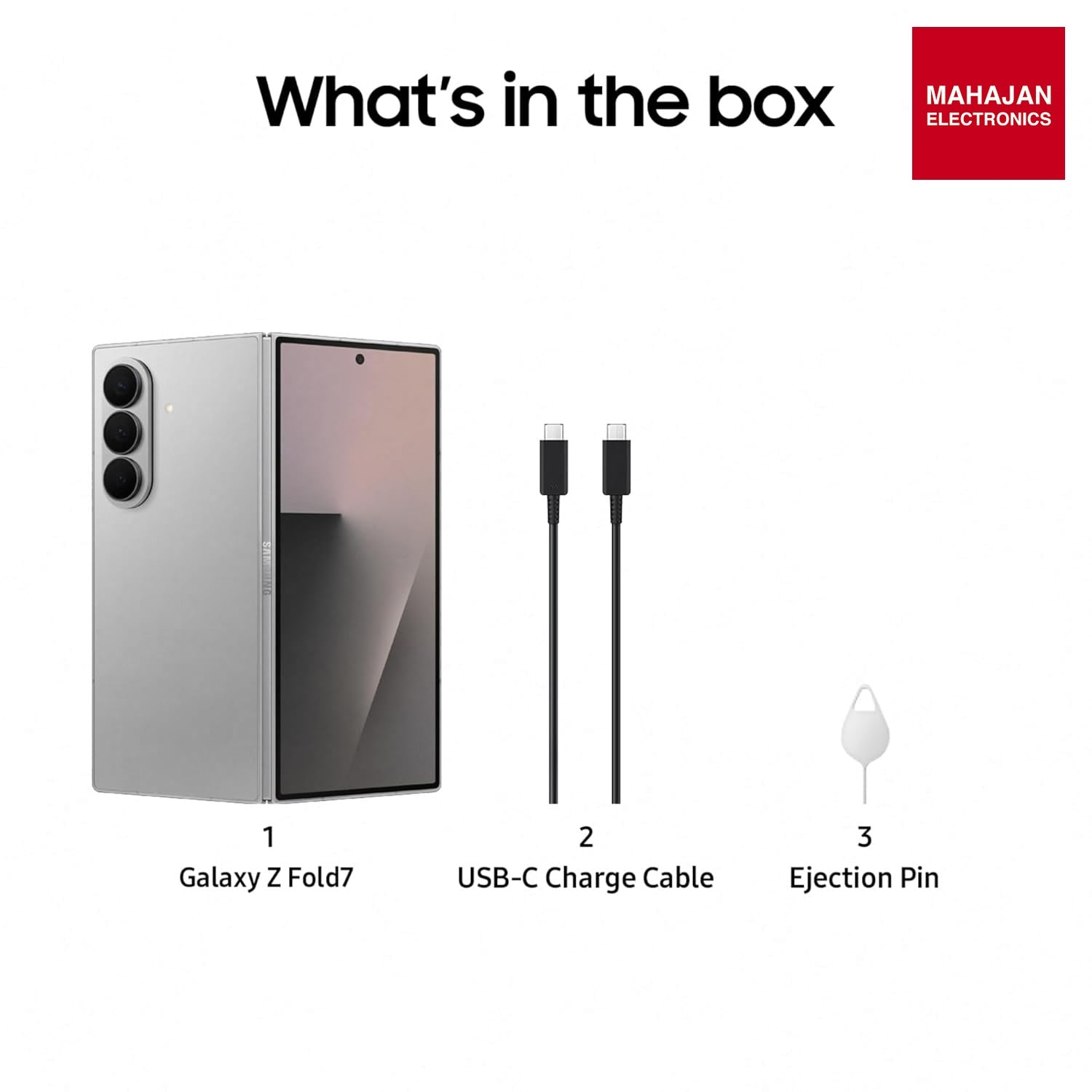 Samsung Galaxy Z Fold7 5G Smartphone with Galaxy AI (Silver Shadow, 12GB RAM, 512GB Storage), Ultra Sleek Design with 200MP Camera, Powerful Snapdragon 8 Elite, Google Gemini Mahajan Electronics Online