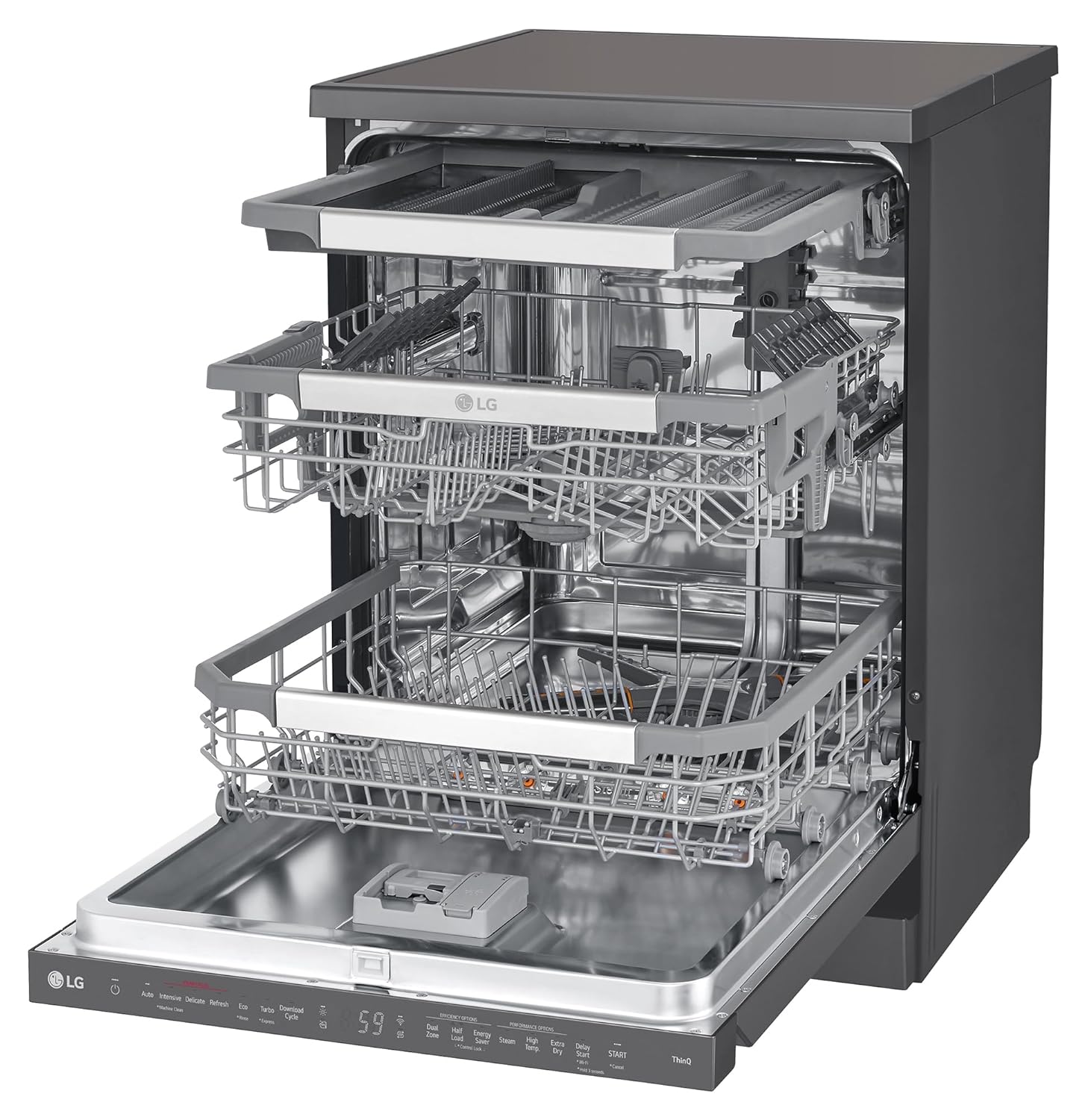 LG DFB335HM 15 Place Settings TrueSteam™ Dishwasher | QuadWash™ | Auto Open Door | Wi-Fi Smart Control | Matte Black LG