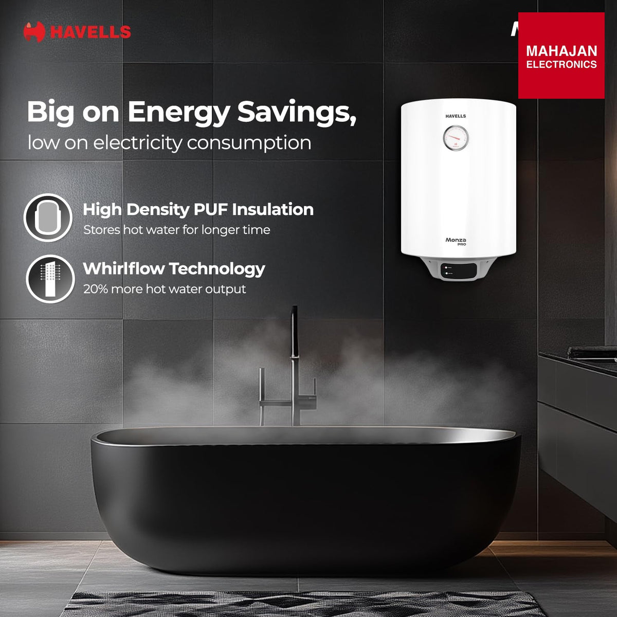 Havells Monza Pro 25L Storage GHWVMPUWAW25 Water Heater(Geyser) – Mahajan Electronics Online.