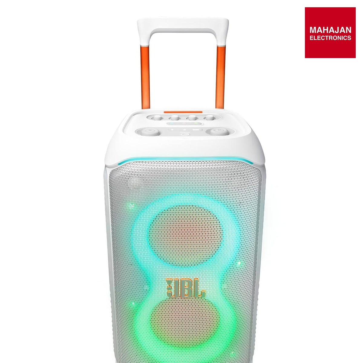 JBL PartyBox Stage 320 240W Portable Bluetooth Party Speaker with AI Sound Boost & Light Show (White) โ Mahajan Electronics Online.