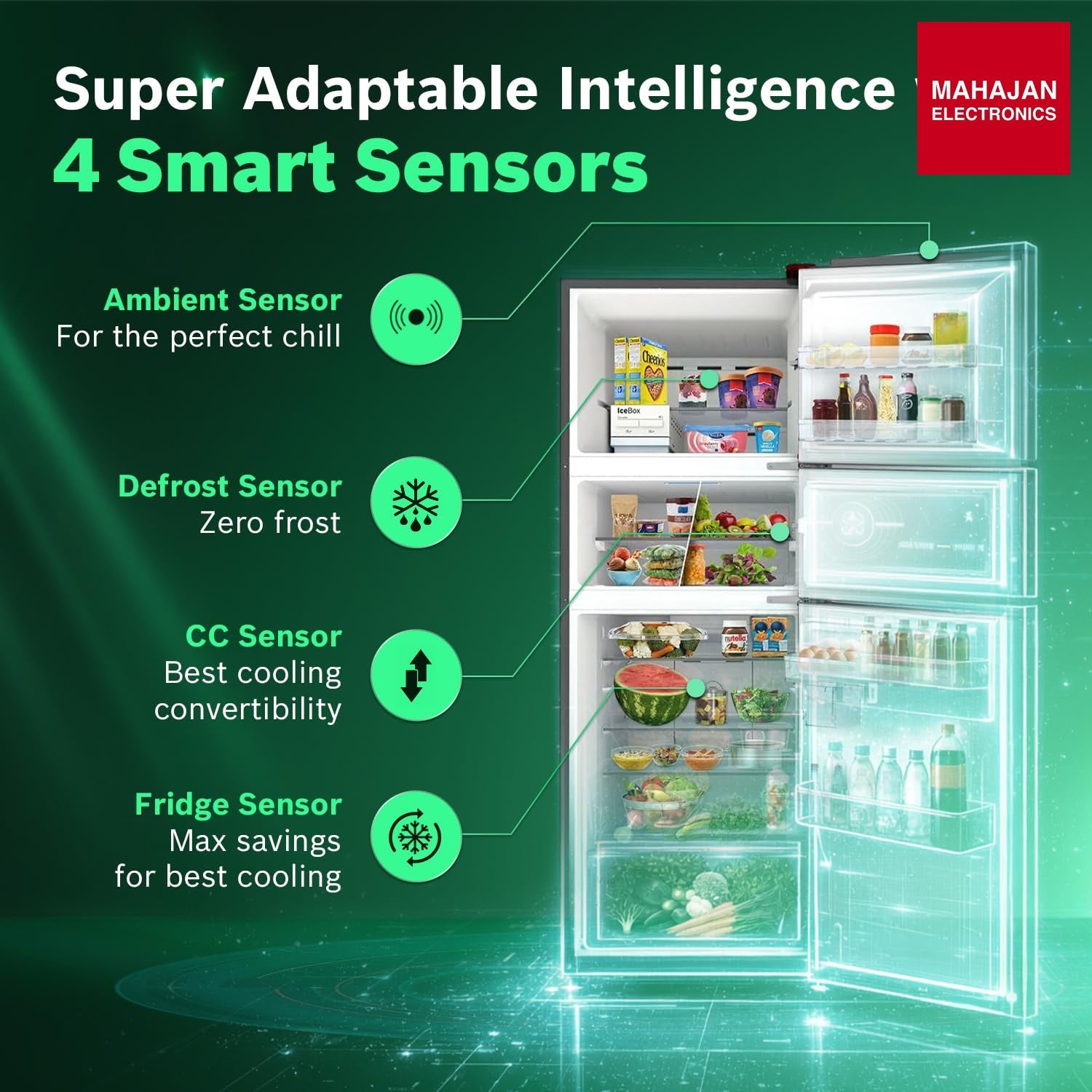 Bosch CMC33K03NI 302L, 3 Star, MaxFlex Convert Frost Free Triple Door Refrigerator | 8-in-1 Convertible Storage Modes | 57L Extra Convertible Zone | Cool Extend up to 18 hours (, Smokey Steel) Bosch online mahajan electronics