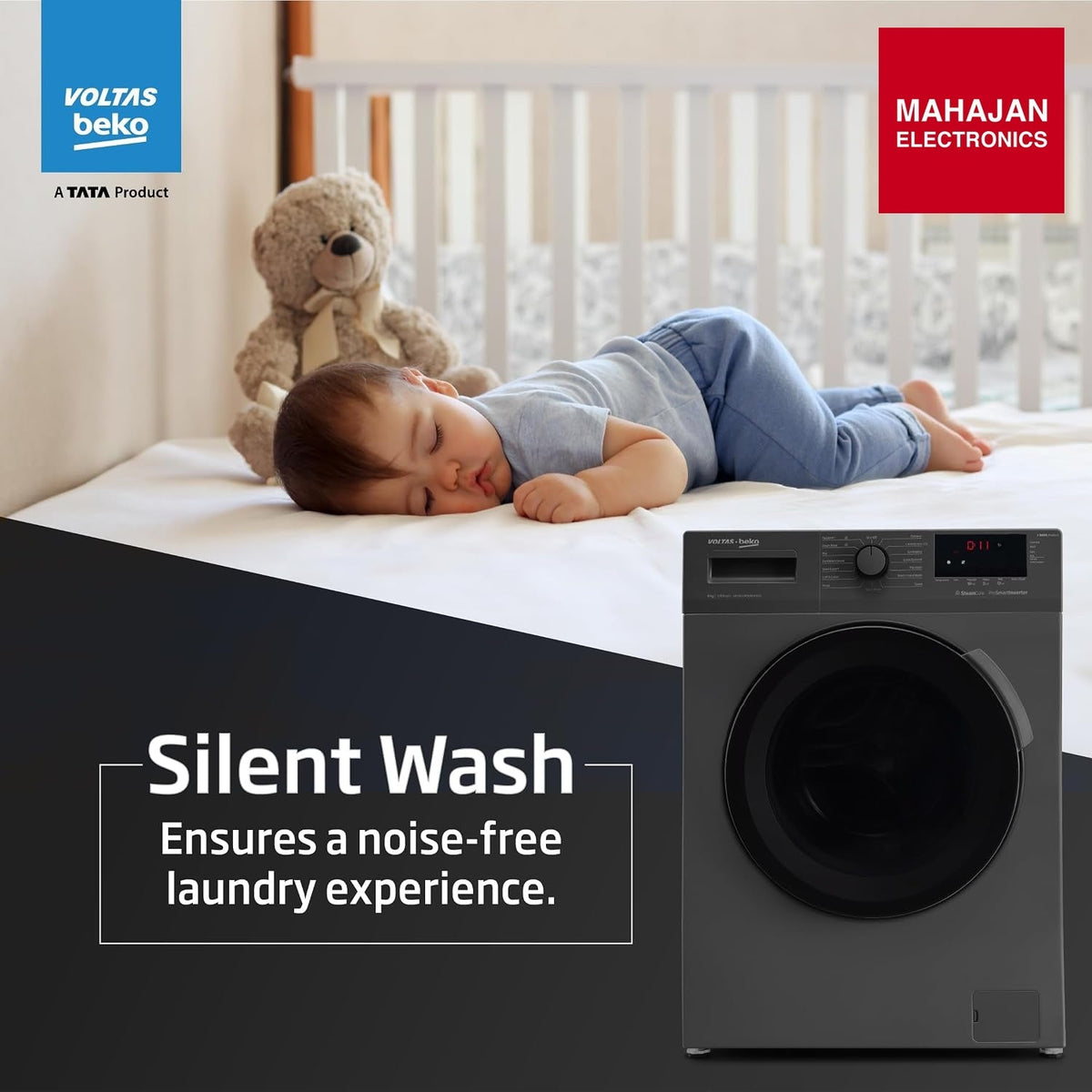 Voltas Beko WFL8012B7JVBKA/AXV 8 Kg 5 Star Inverter Front Load Washing Machine, Anthracite – Mahajan Electronics Online.