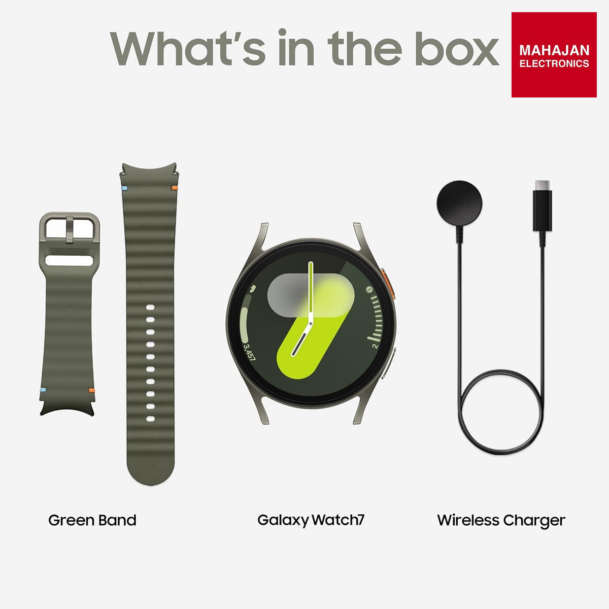 Samsung Galaxy Watch 7 (44mm, Green, BT+LTE) with 3nm Processor | Dual GPS | Sapphire Glass & Armour Aluminum | 5ATM & IP68 | HR, SpO2, BP & ECG Monitor DEMO UNIT – Mahajan Electronics Online.
