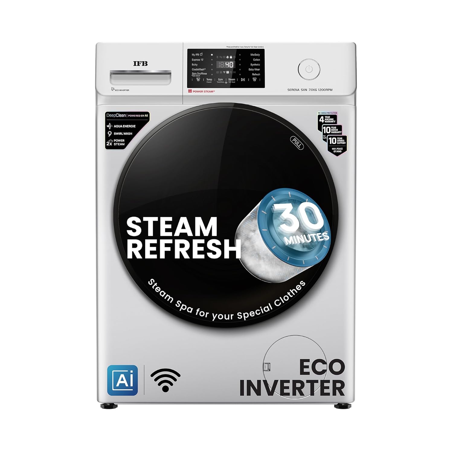 IFB SERENA SXN 7012 7 Kg 5 Star Powered by AI with 9 Swirl Wash, Wi-fi, Front Load Washing Machine Mahajan Electronics Online