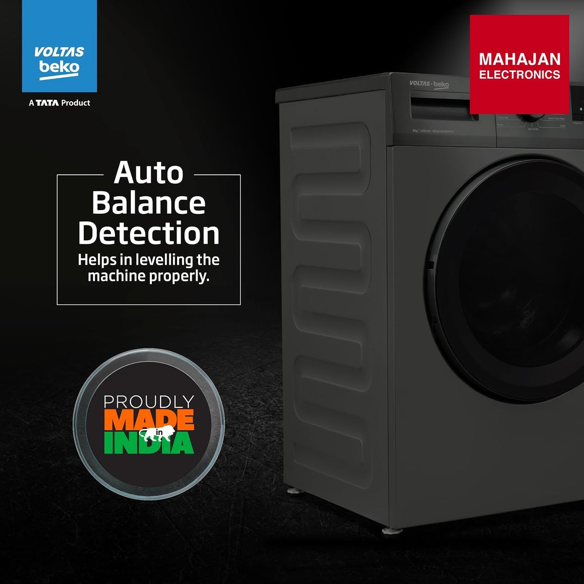 Voltas Beko WFL8012B7JVBKA/AXV 8 Kg 5 Star Inverter Front Load Washing Machine, Anthracite – Mahajan Electronics Online.