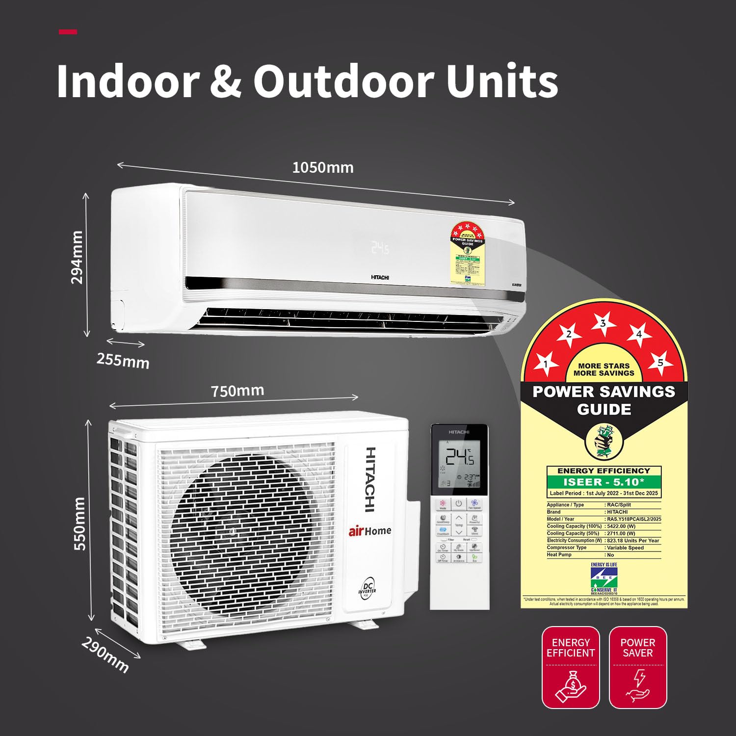Hitachi RAS.Y518PCAISL2 1.5 Ton Class 5 Star, Heavy Duty, Wifi-enabled, ice Clean Mahajan Electronics Online