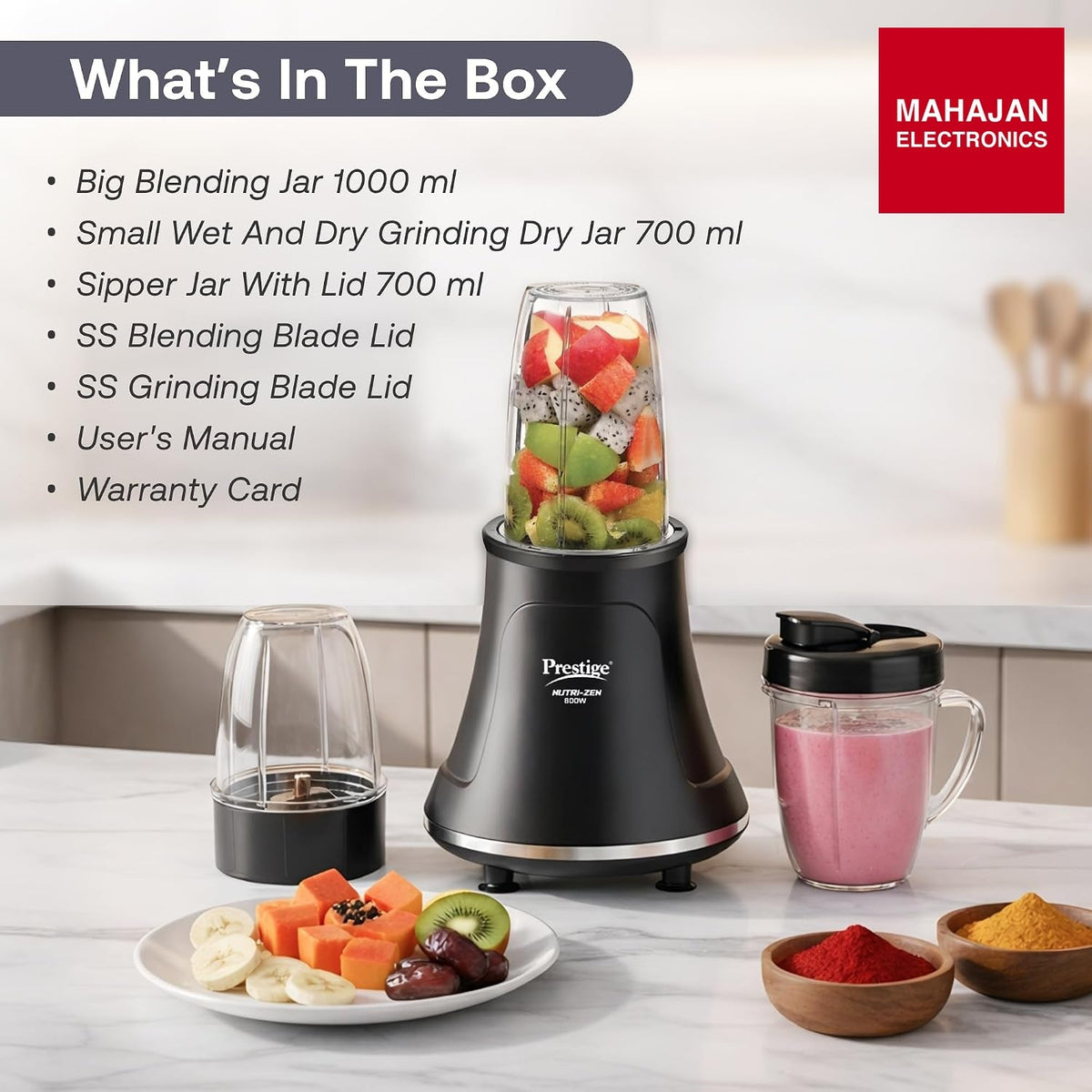 Prestige Nutri-Zen 800 W Mixer Grinder – Mahajan Electronics Online.