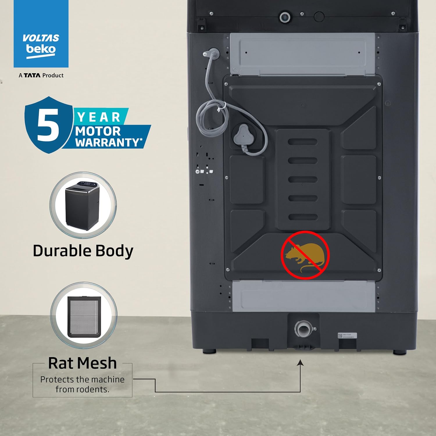 Voltas Beko, WTL9006UEAH / OBS3060A Tata Product 9 Kg 5 Star Fully-Automatic Top Loading Washing Machine with Anti-Bacterial wash Technology , Dark Grey, Inbuilt Heater) mahajan electronics online