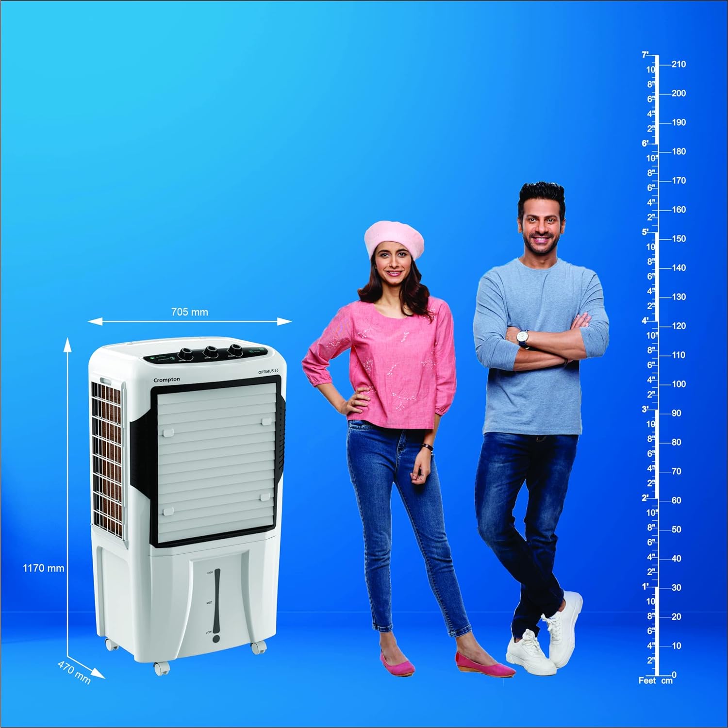 Crompton Optimus 65 Desert Air Cooler- 65L; with 18” Fan, Everlast Pump Mahajan Electronics Online