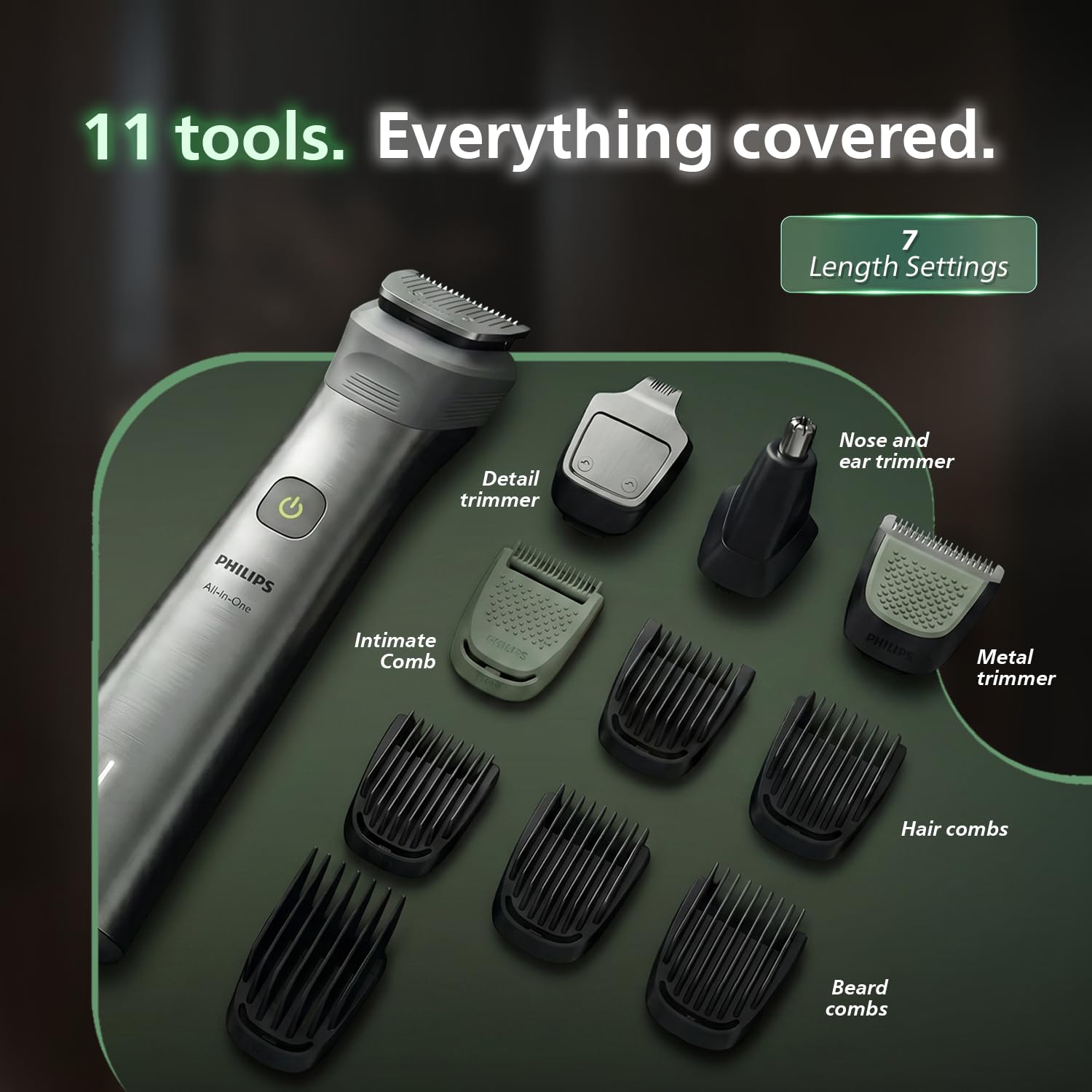 Philips MG5932 Men's Trimmer* | Effortless styling | BeardSense Technology | All-in-One Grooming Kit- Face, Head, Body | 120min runtime | IPX7 Waterproof Philips