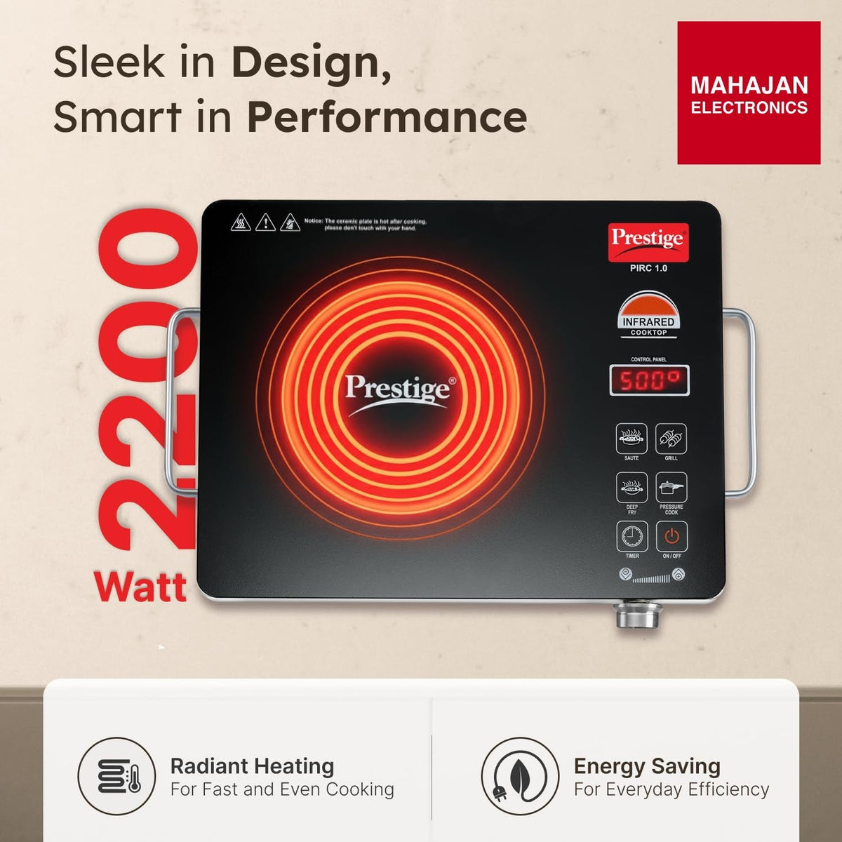 Prestige PIRC 1.0 2200 W Infrared Cooktop – Mahajan Electronics Online.