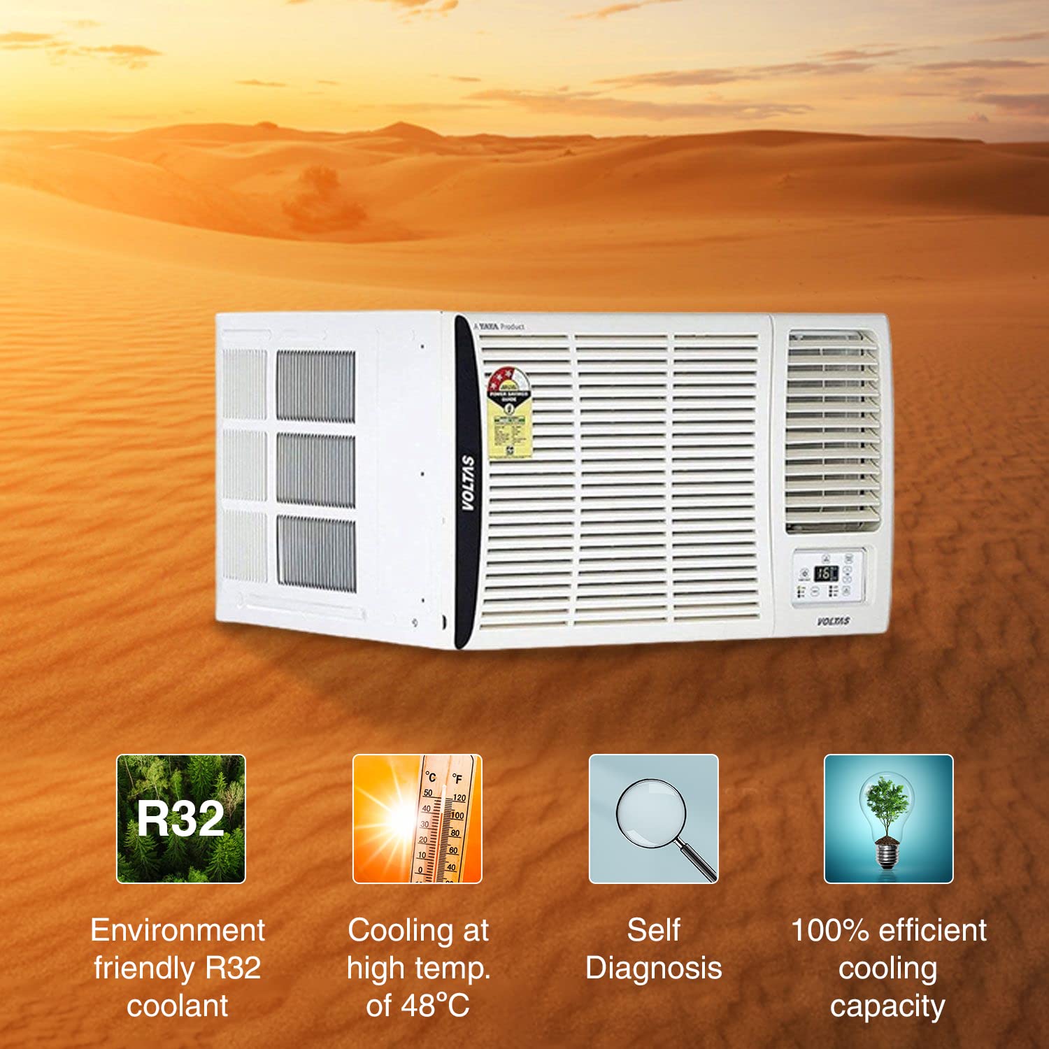 Voltas 183 Vectra Elite 1.5 Ton 3 Star, Fixed Speed Window AC (Copper, Turbo Mode, Model, , White) Mahajan Electronics Online