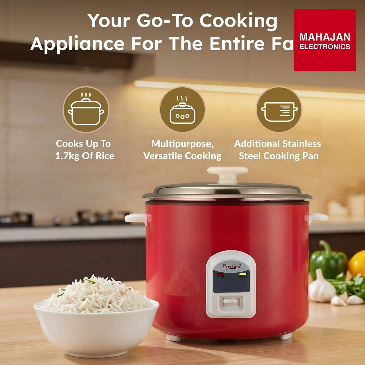 Prestige Delight Cute 2.8 SS Rice Cooker โ Mahajan Electronics Online.