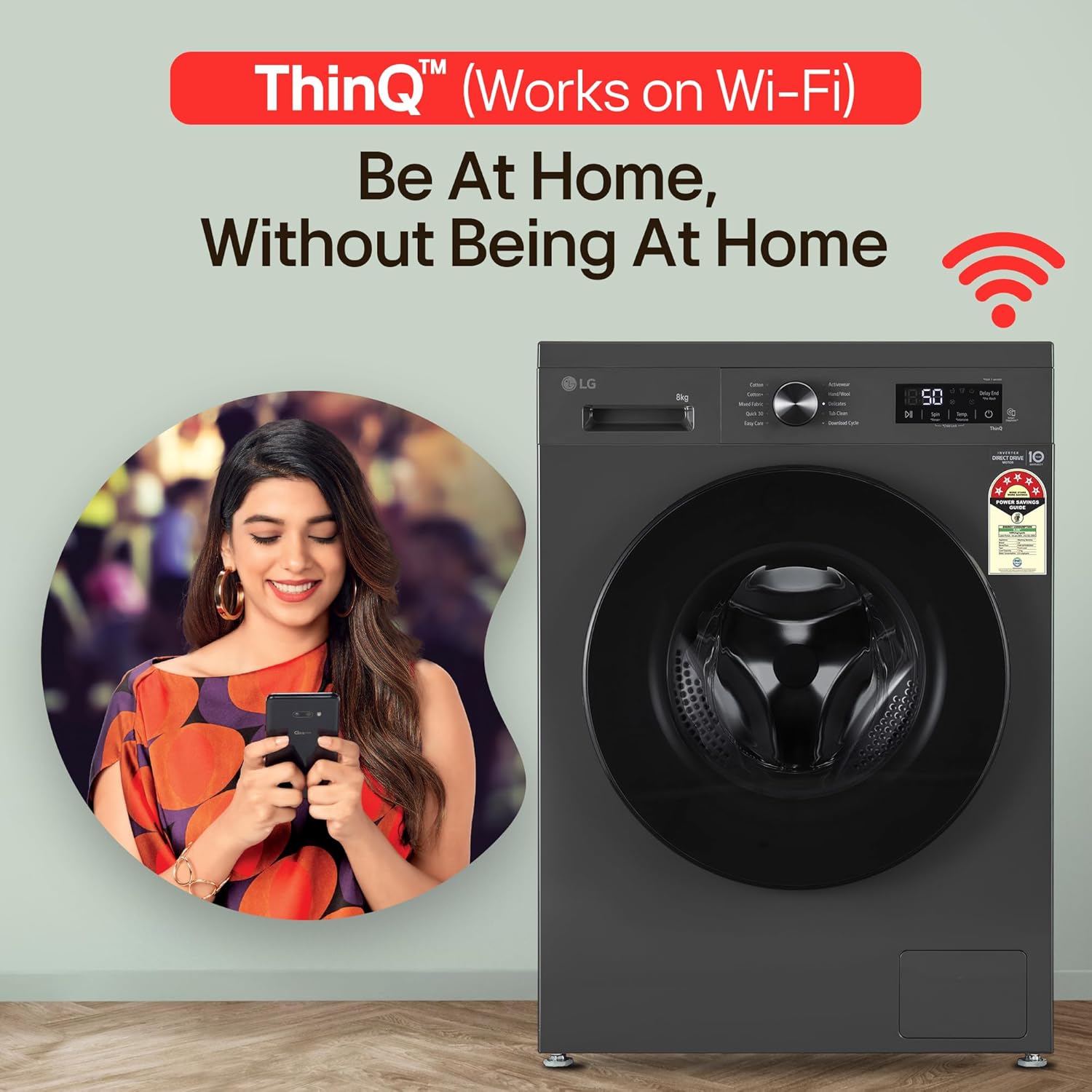 LG FHB1208Z2M 8KG Front Load Washing Machine, Inverter Direct Drive, Middle Black Mahajan Electronics online