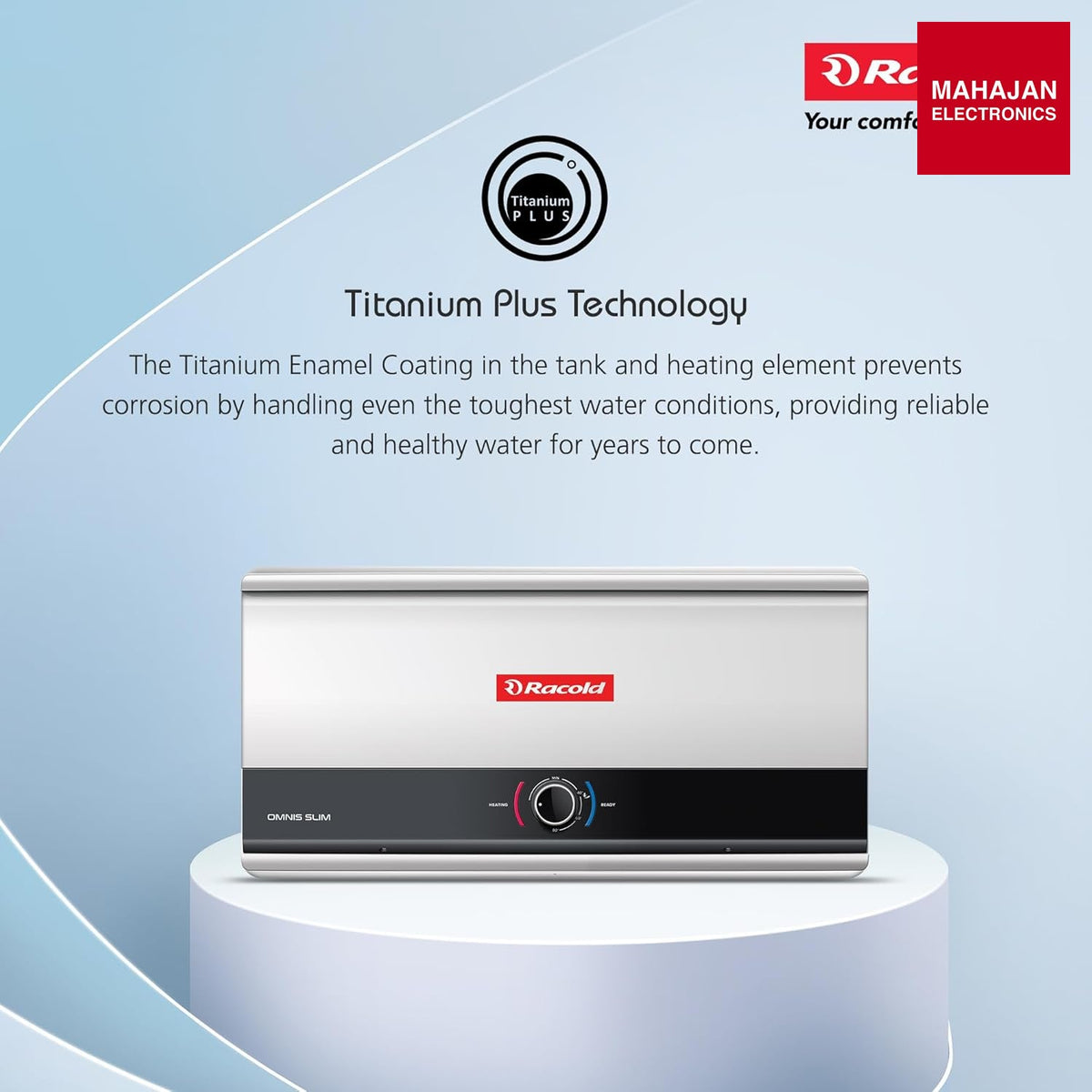 Racold Omnis Slim 15L Horizontal Energy Efficient Storage Water Heater (Geyser) – Mahajan Electronics Online.