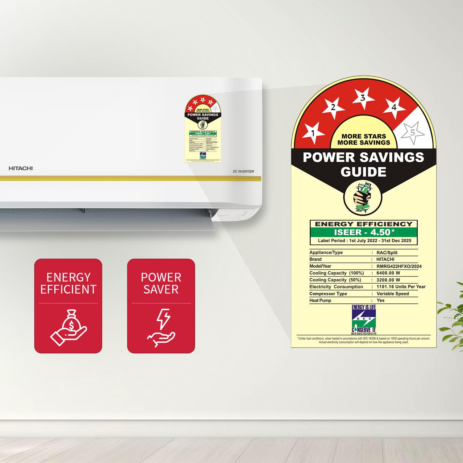 Hitachi RMRG422HFXO 1.8 Ton 4 Star, Hot & Cold Inverter Split AC with Expandable Technology (100% Copper, Dust Filter, 4100X HP , White) Mahajan Electronics Online