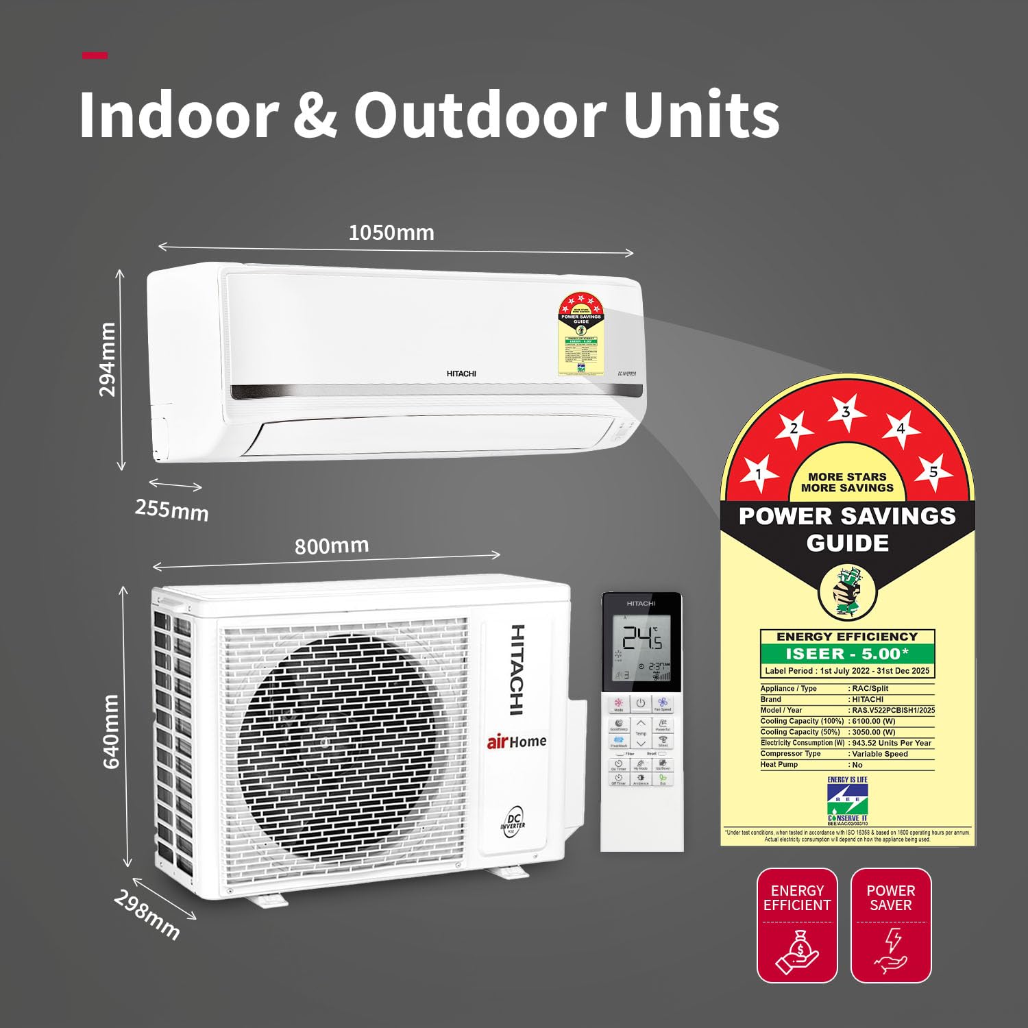 Hitachi RAS.V522PCBISH1 2 Ton Class 5 Star, 4-Way Swing, ice Clean Mahajan Electronics online