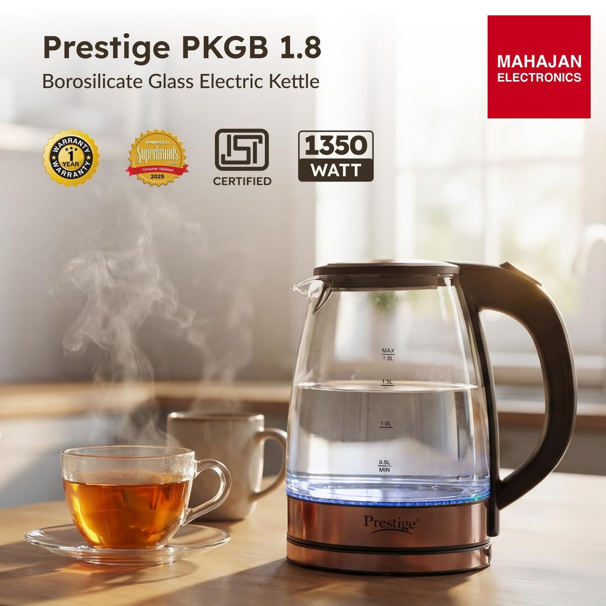 Prestige PKGB 1.8 L Electric Glass Kettle – Mahajan Electronics Online.