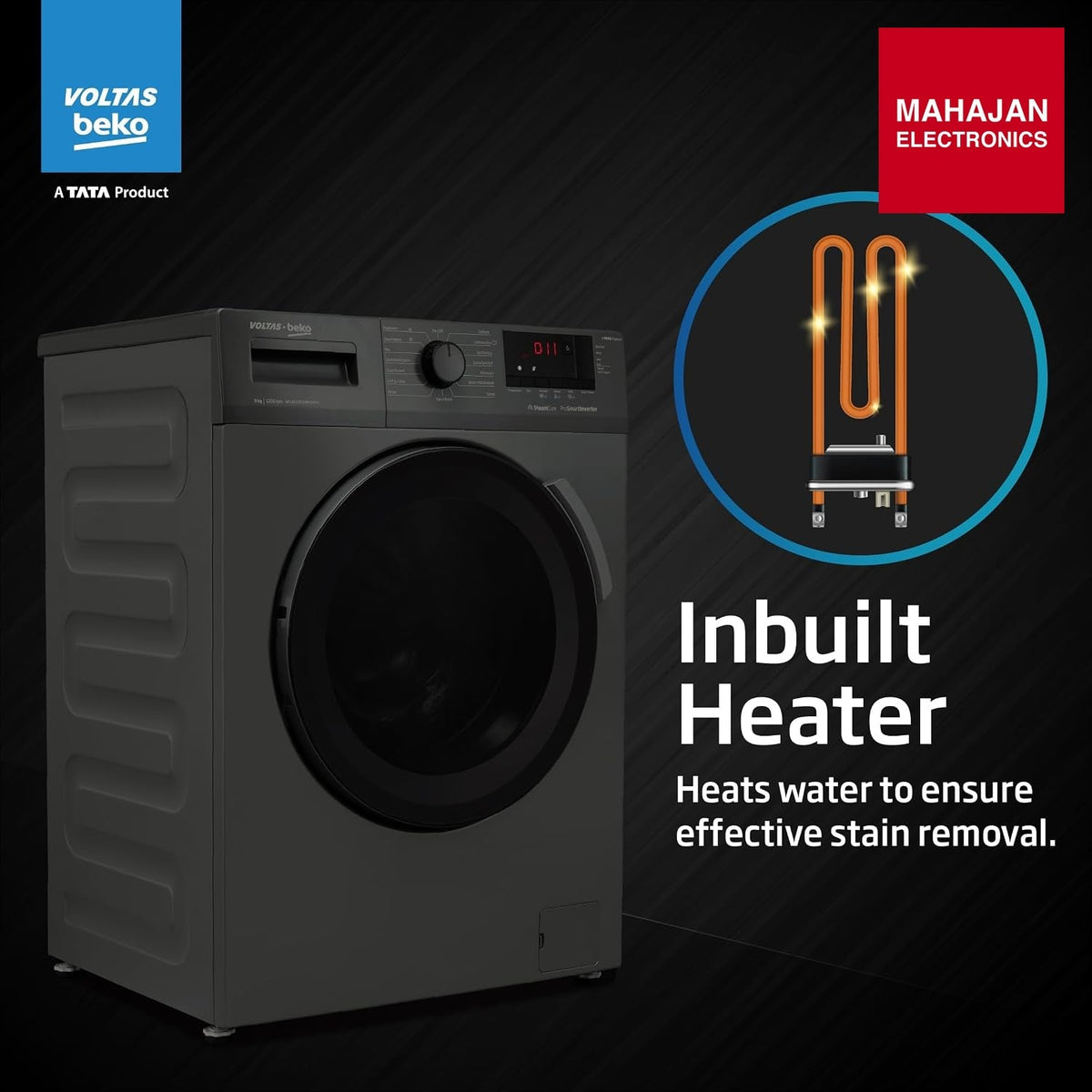 Voltas Beko, WFL8012B7JVBKA/AXV A Tata Product 8 Kg 5 Star Inverter Quick wash Fully-Automatic Front Loading Washing Machine (, Anthracite, In buit Heater/Hygiene steam) – Mahajan Electronics Online.
