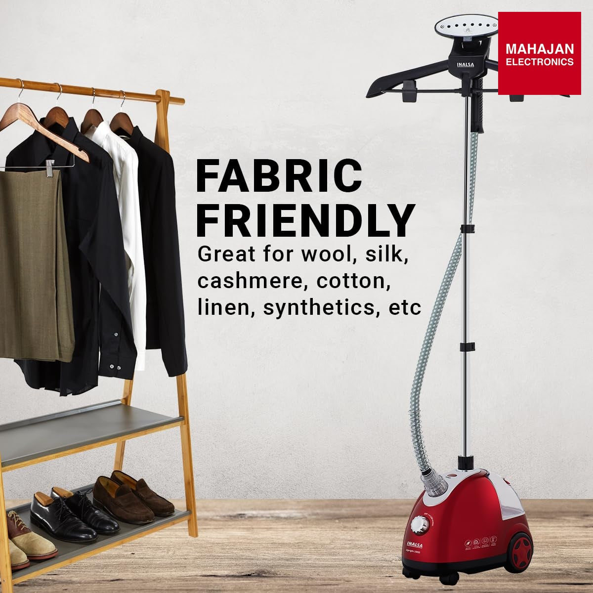 Inalsa Upright 1900 W Standing Garment Steamer with 1.4 L Tank, 28 g/min Steam Output & Auto Shut Off (Black) – Mahajan Electronics Online.