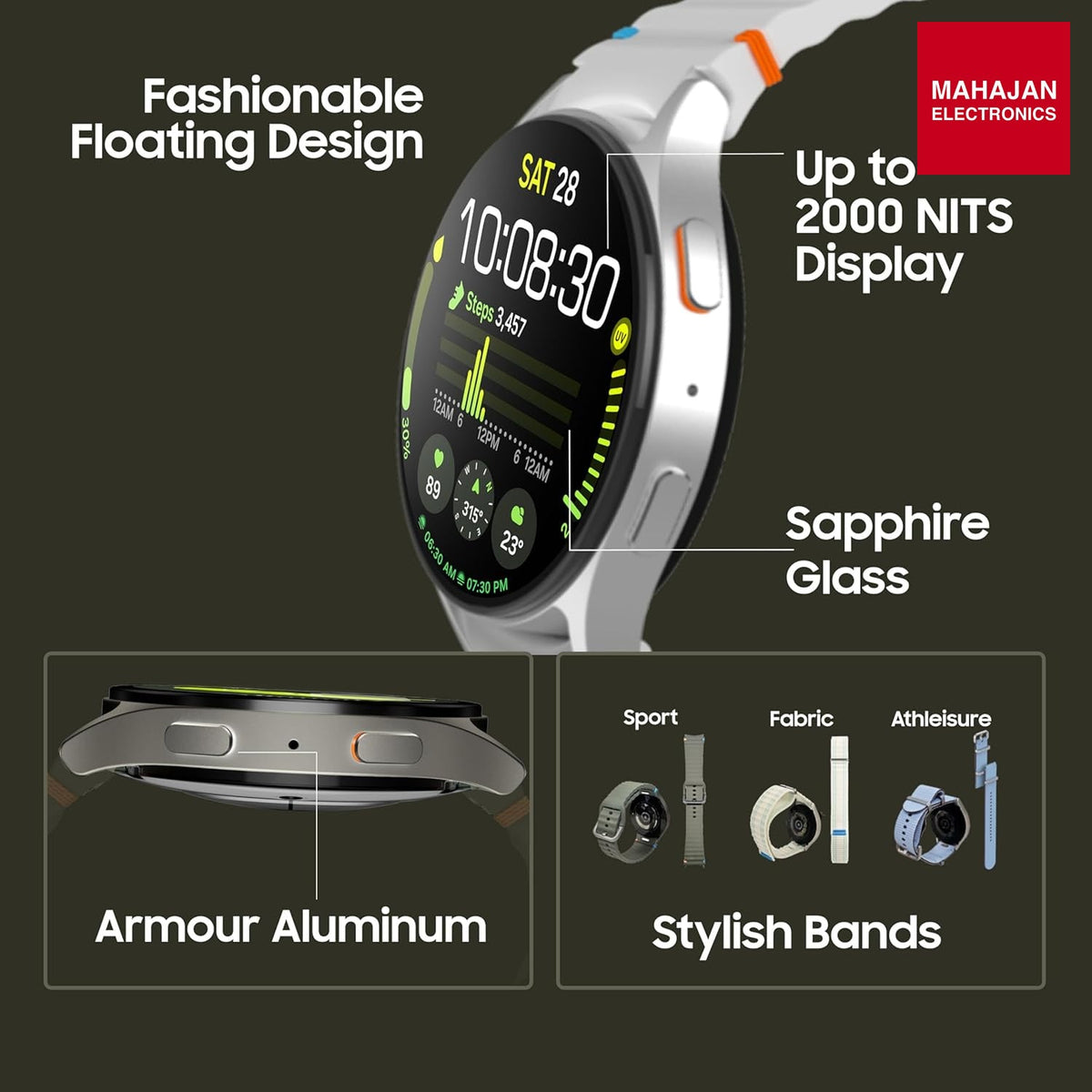 Samsung Galaxy Watch 7 (44mm, Green, BT+LTE) with 3nm Processor | Dual GPS | Sapphire Glass & Armour Aluminum | 5ATM & IP68 | HR, SpO2, BP & ECG Monitor DEMO UNIT – Mahajan Electronics Online.