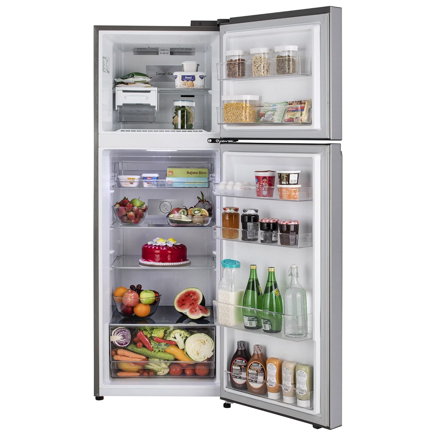 LG GLT3426SNPZ 343L 2 Star Frost Free Double Door Refrigerator (Smart Inverter Compressor, Convertible Freezer, Multi Air Flow, Shiny Steel) Mahajan Electronics Online
