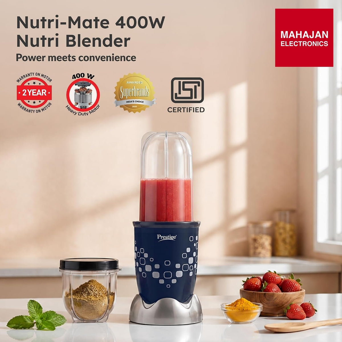 Prestige Nutri-Mate 400 W Mixer Grinder – Mahajan Electronics Online.