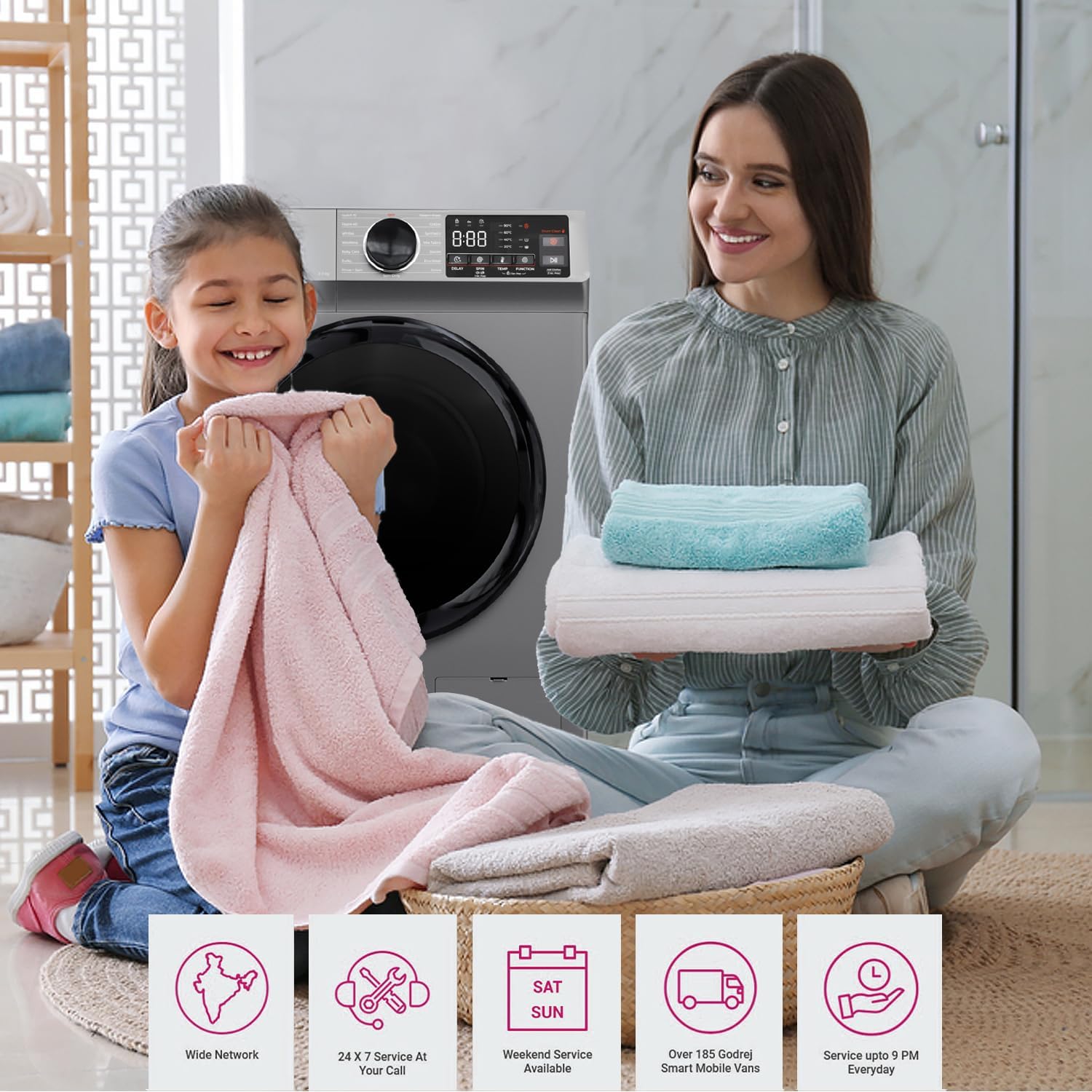 Godrej WFEON CEL 8014 IEBT SLSR 8 Kg 5 Star, With AI Tech, Digi Inverter Fully-Automatic Front Load Washing Machine Mahajan Electronics Online