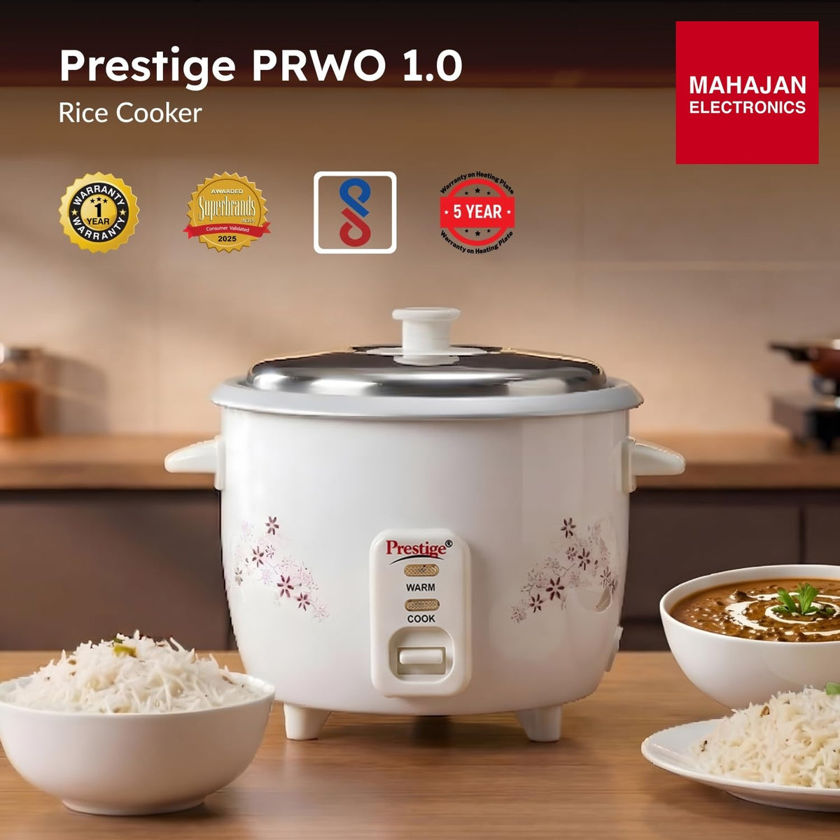 Prestige Delight PRWO 1.0 L Electric Rice Cooker โ Mahajan Electronics Online.