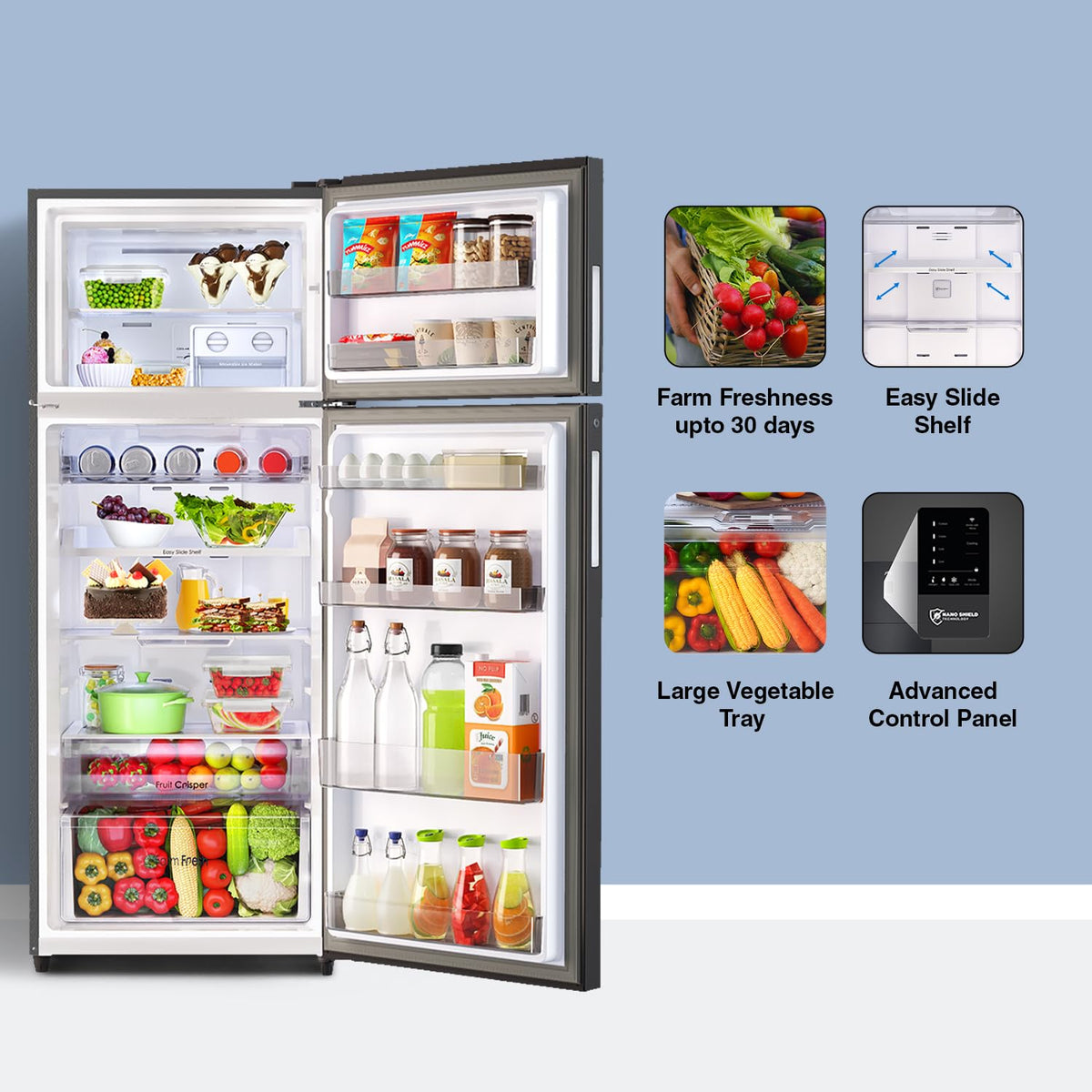 Godrej RT EONREGALIS 517AN RCI MT BK 472L 2 Star inverter double-door refrigerator, matte black – Mahajan Electronics Online.