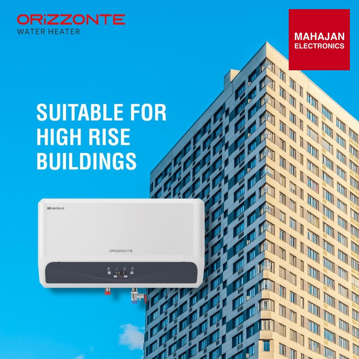 Havells Orizzonte 15 L Storage Water Heater with Glass Coated Tank, Digital Display & Remote Control, White – Mahajan Electronics Online.