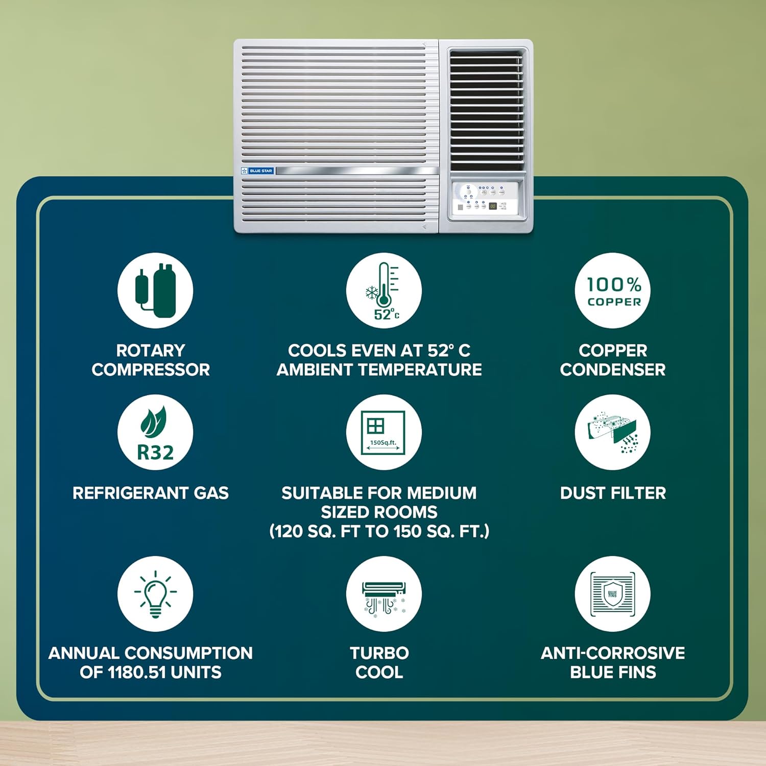 Blue Star WFE318L FIXED SPEED WINDOW AC | L SERIES | 1.5 TON | 3 STAR 2025 Mahajan Electronics Online