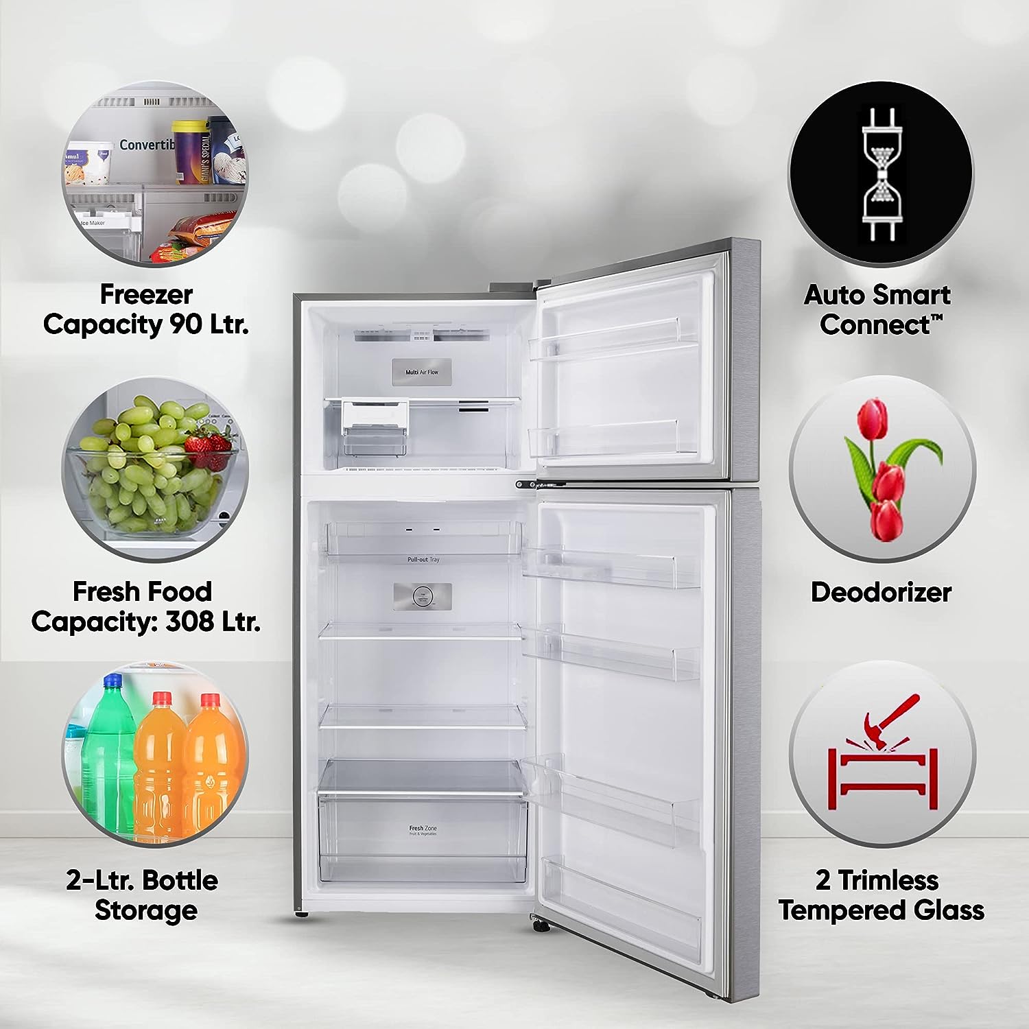 LG T4016NFDS 398 L 1 Star Frost-Free Smart Inverter Double Door Refrigerator ( Dazzle Steel, Express Freeze) 2026 Mahajan Electronics Online