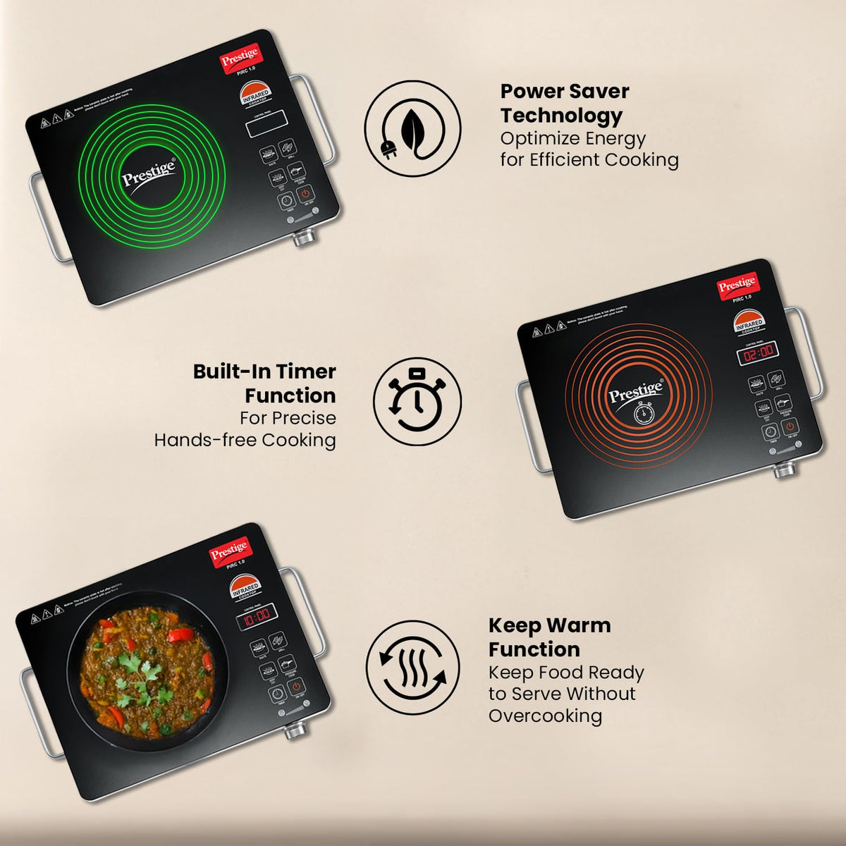Prestige PIRC 1.0 2200 W Infrared Cooktop – Mahajan Electronics Online.