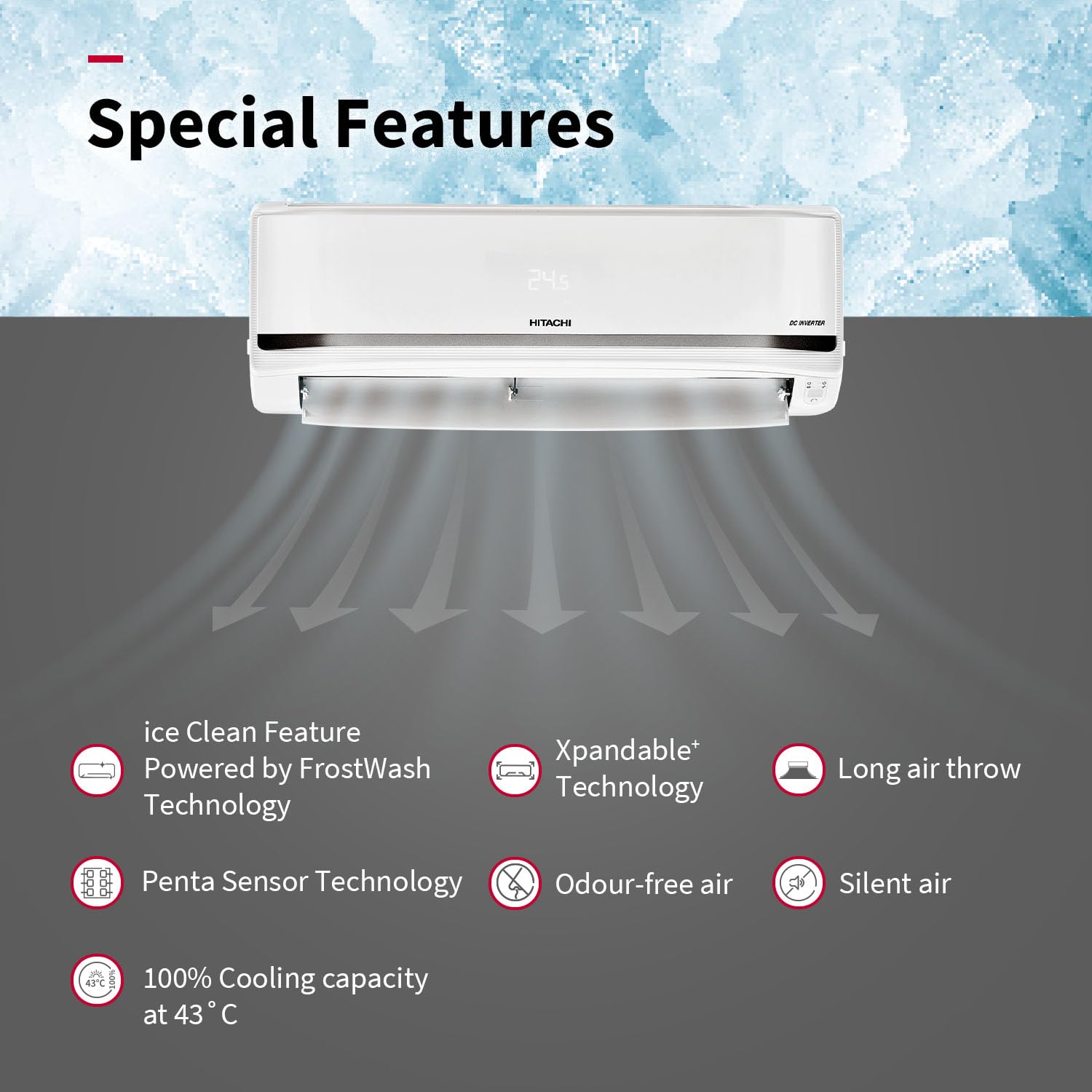 Hitachi RAS.V522PCBISH1 2 Ton Class 5 Star, 4-Way Swing, ice Clean Mahajan Electronics online