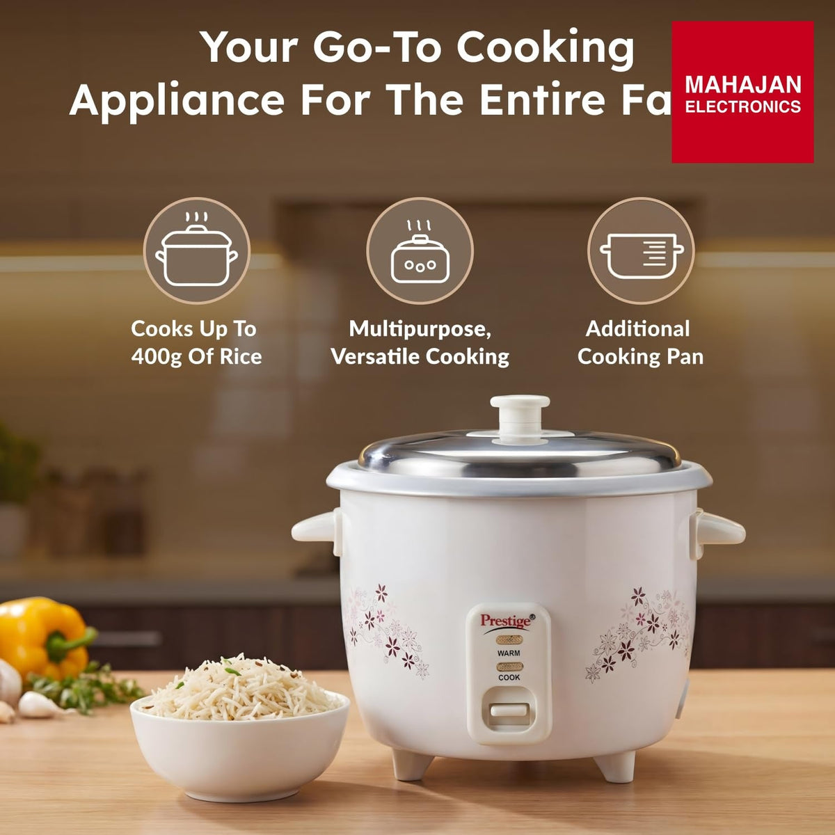 Prestige Delight PRWO 1.0 L Electric Rice Cooker โ Mahajan Electronics Online.