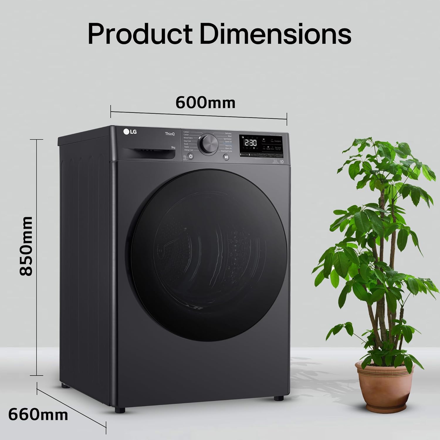 LG DHV09SAM 9 Kg, Wi-Fi, Dual Inverter Heat Pump, Eco-Hybrid Technology Fully Automatic Front Load Dryer Mahajan Electronics Online