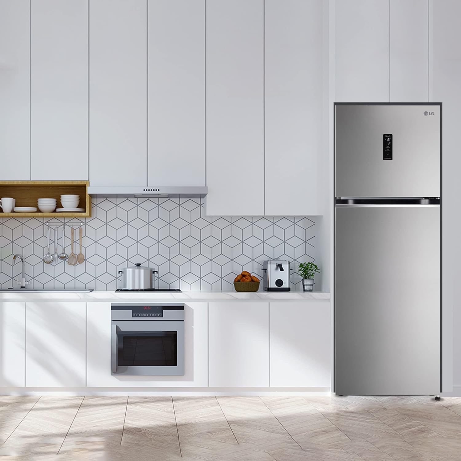 LG GL-T342TPZY 322 L 2 Star Frost-Free Convertible Double Door Refrigerator with Wi-Fi, Door Cooling+ & Smart Inverter Compressor (Shiny Steel, 2025 Model)
