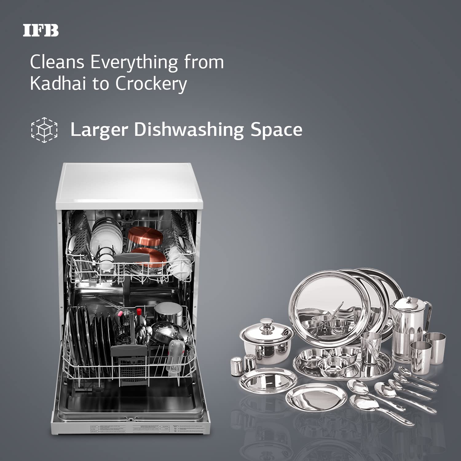 IFB 14 Place Settings ‎Hot water wash Free Standing Dishwasher (Neptune FX2, White, In Built Heater Mahajan Electronics Online