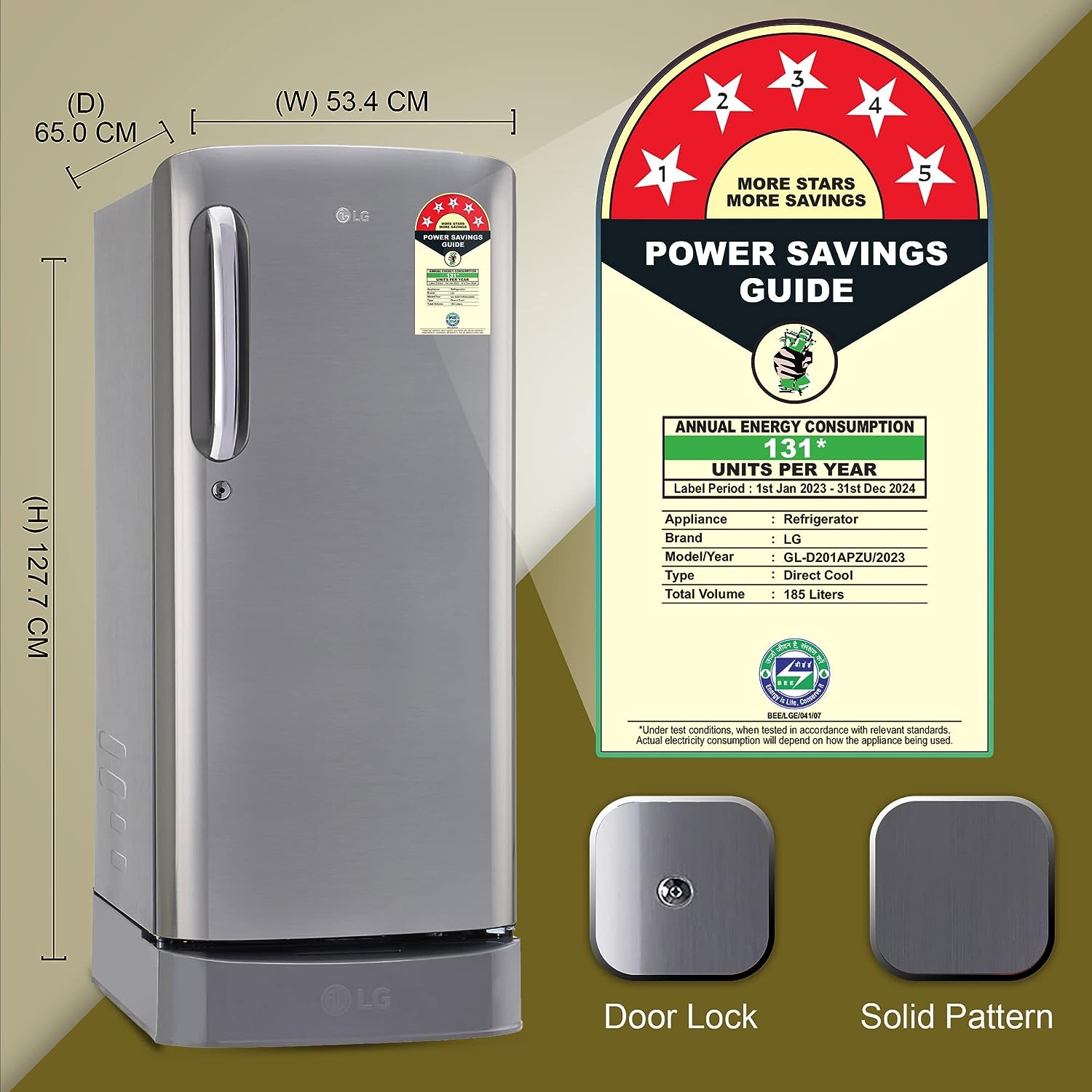 LG GL-D201APZU 185 L 5 Star Inverter Direct-Cool Single Door Refrigerator Mahajan Electronics online