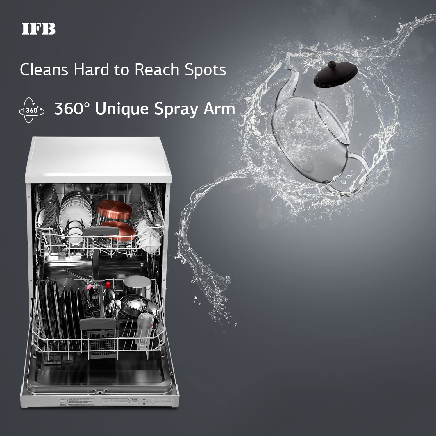 IFB 14 Place Settings ‎Hot water wash Free Standing Dishwasher (Neptune FX2, White, In Built Heater Mahajan Electronics Online