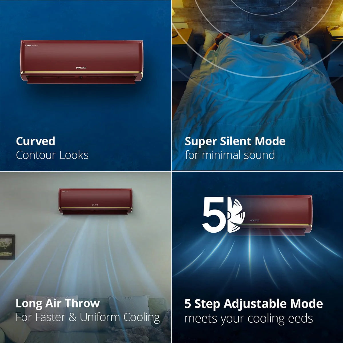 Voltas 183V Vertis Color Zen Deep Wine SmartAir Inverter AC, 1.5 Ton, 3 star Mahajan Electronics Online