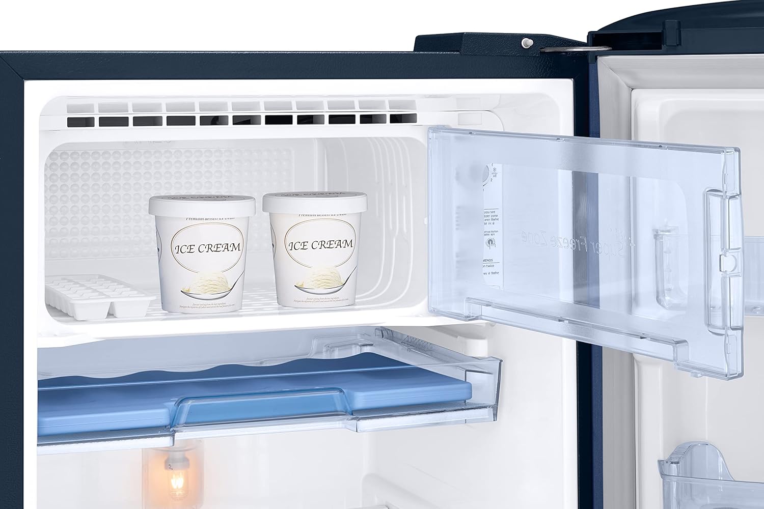 Samsung RR26C3893CU/HL 246L 3 Star Inverter Direct-Cool Single Door Refrigerator Appliance (Camellia Blue) Base Stand Drawer Mahajan Electronics Online