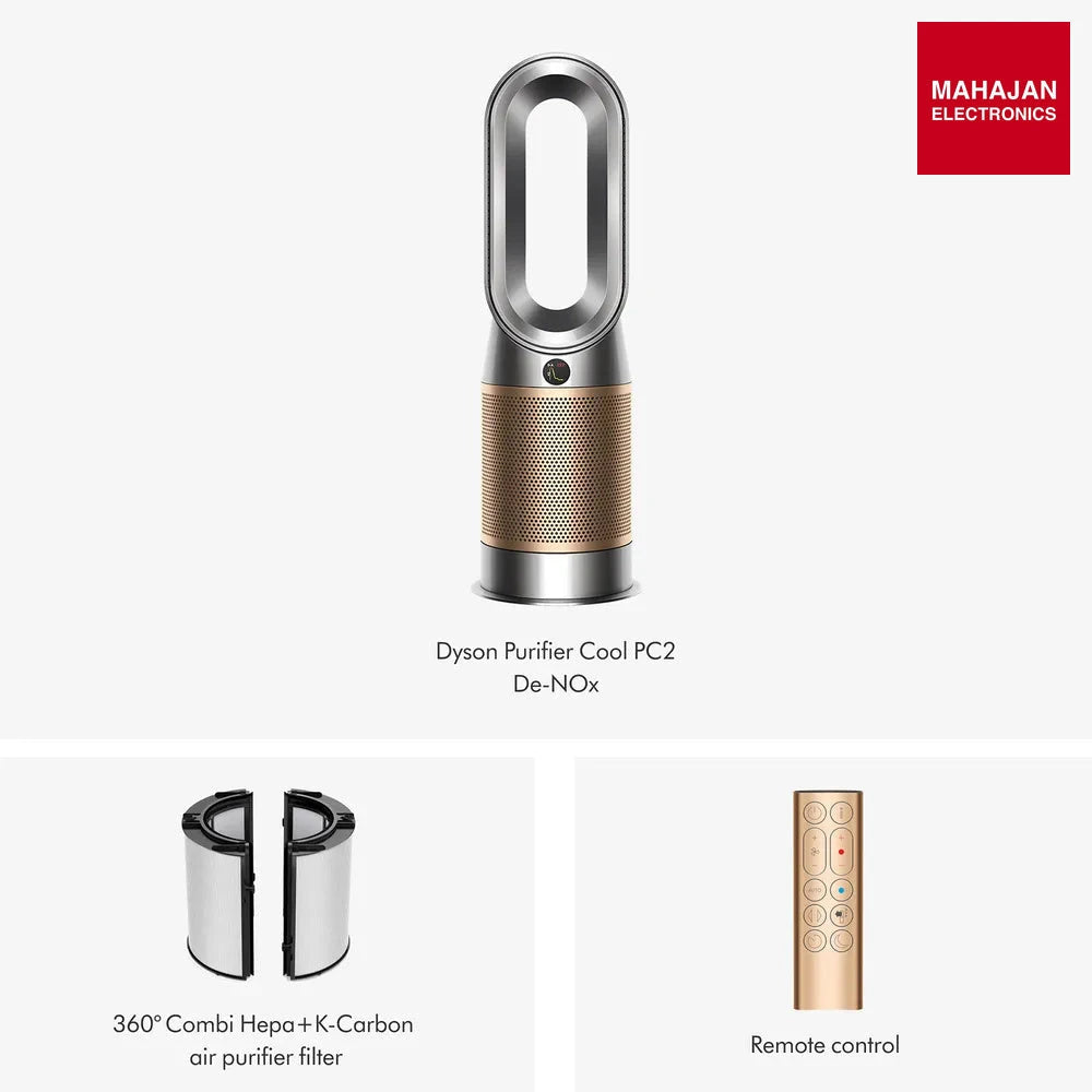 Dyson Hot + Cool HP12 Air Purifier (Nickel & Gold) with HEPA H13 Filter, Air Multiplier™ & Formaldehyde Destruction (HP12 NK GD IN) – Mahajan Electronics Online.
