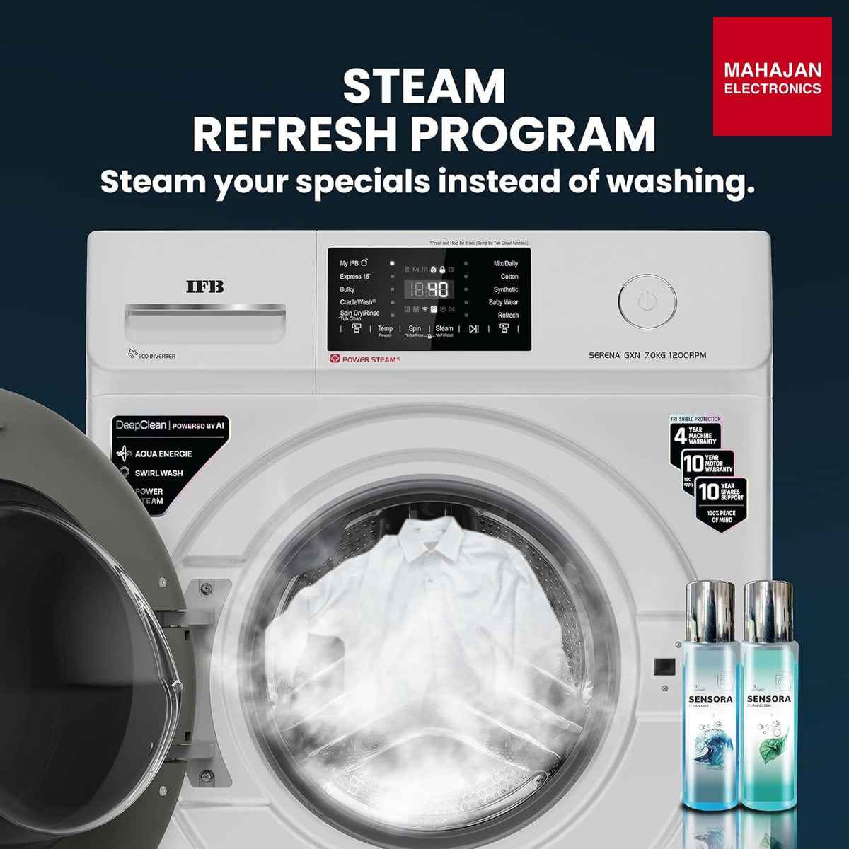 IFB Serena GXN 7012 CMS 7 Kg 5 Star AI Powered Front Load Washing Machine | PowerSteam | DeepClean | WiFi – Mahajan Electronics Online.