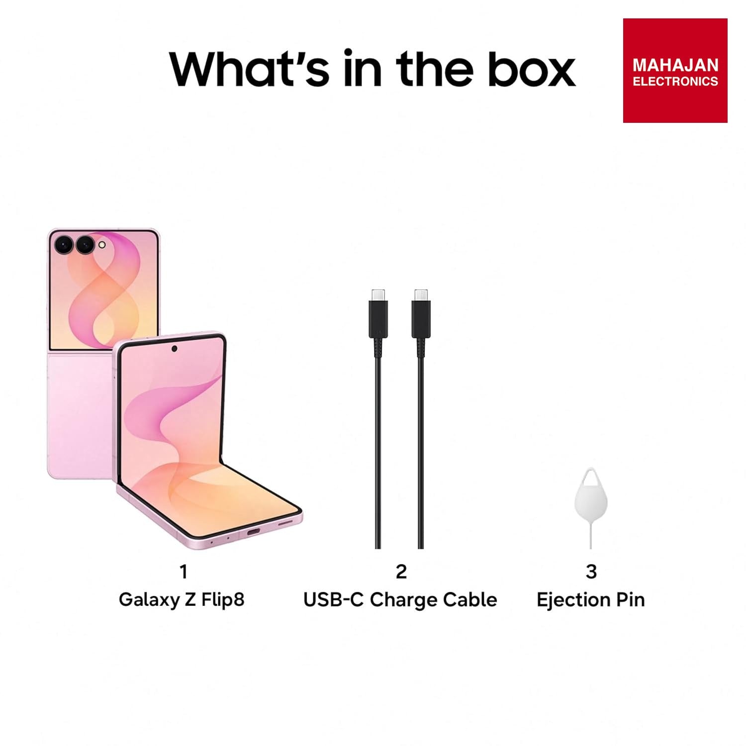 Samsung Galaxy Z Flip8 5G Smartphone with Galaxy AI (Pink, 12GB RAM, 256GB Storage), Hands Free Selfie Camera, Customizable FlexWindow, 4300mAh Battery, Now Brief, Photo Assist Samsung